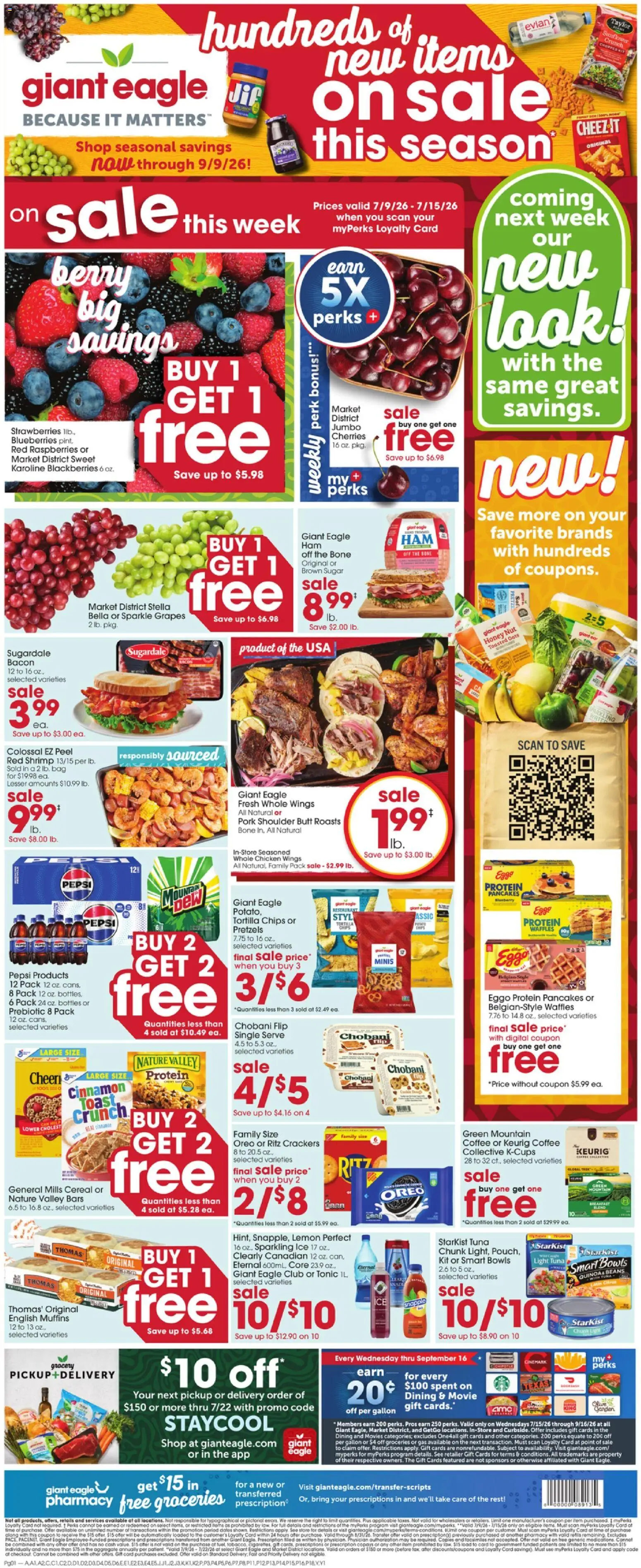 Giant Eagle Weekly Ad - valid from 07/09/2026 | Page: 1 | Products: Strawberries, Water, Blueberries, Bag