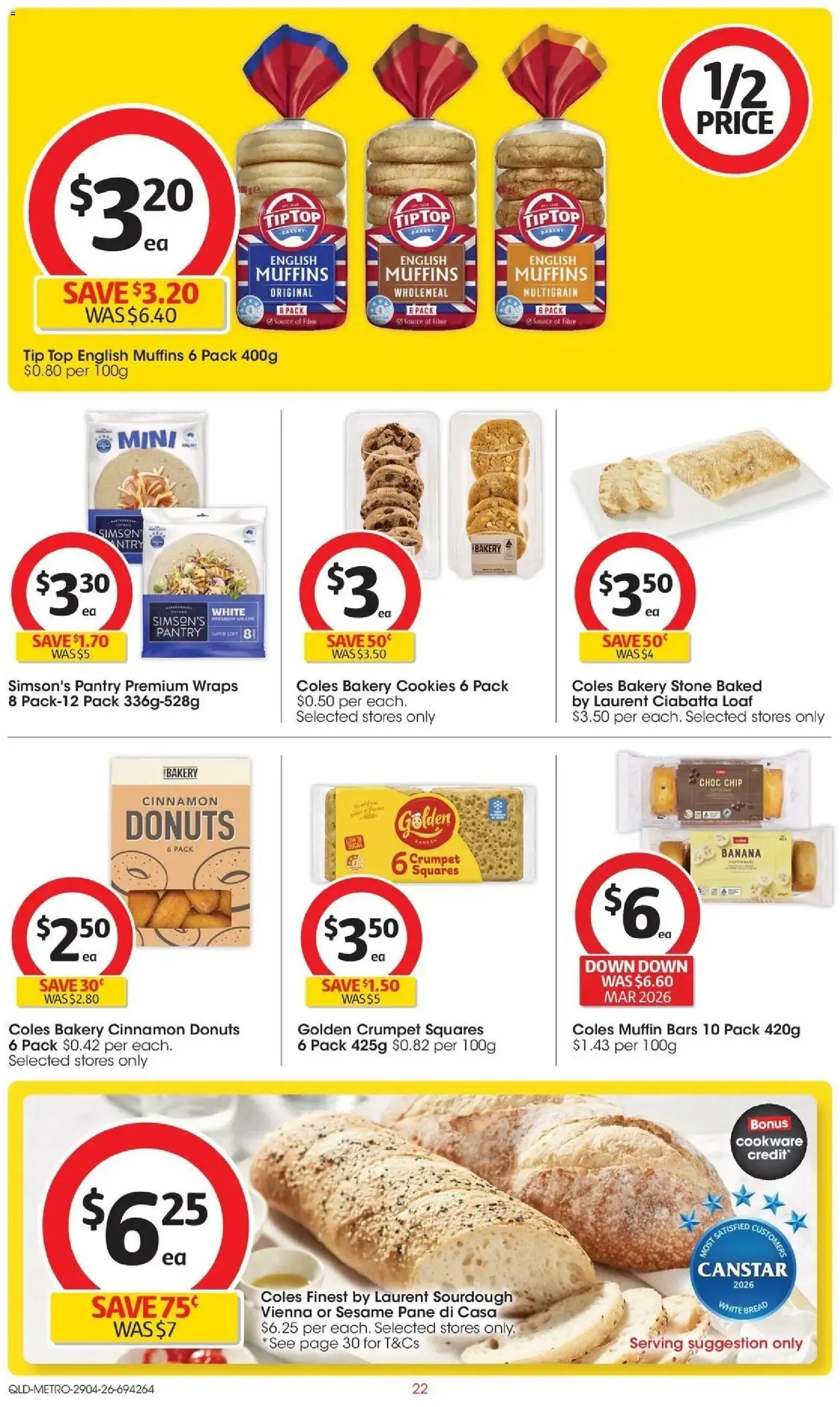 Coles catalogue - valid from 28.04.2026 | Page: 22 | Products: Donuts, Muffins, Cookware, Bakery