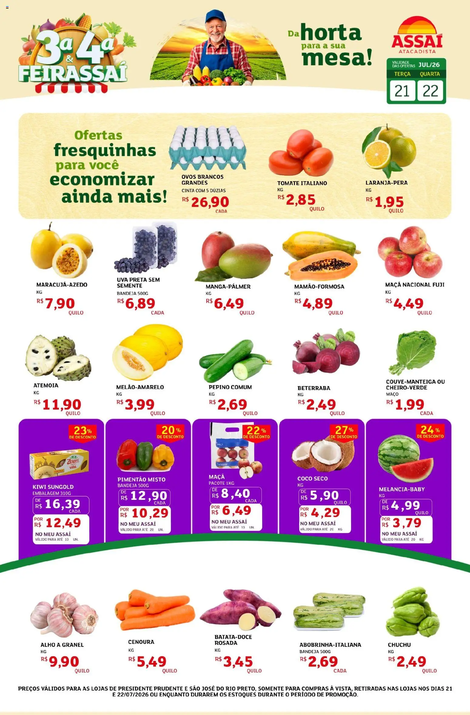 Assaí Atacadista Folheto - válido de 21/07/2026 | Página: 1 | Produtos: Chuchu, Pimentão, Cenoura, Bandeja