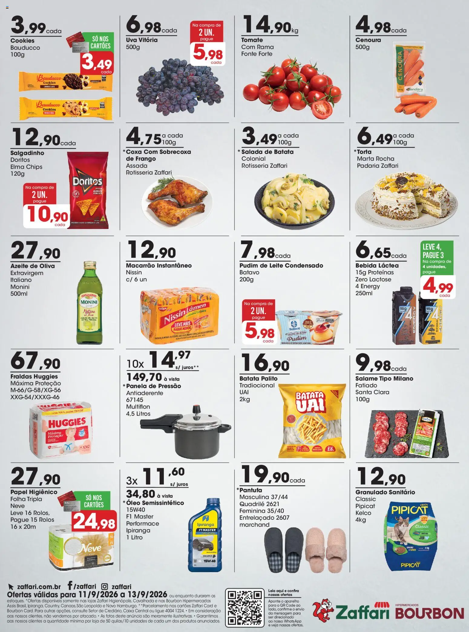 Zaffari Folheto - válido de 11/09/2026 | Página: 2 | Produtos: Pudim, Elma Chips, Caixa, Cookies