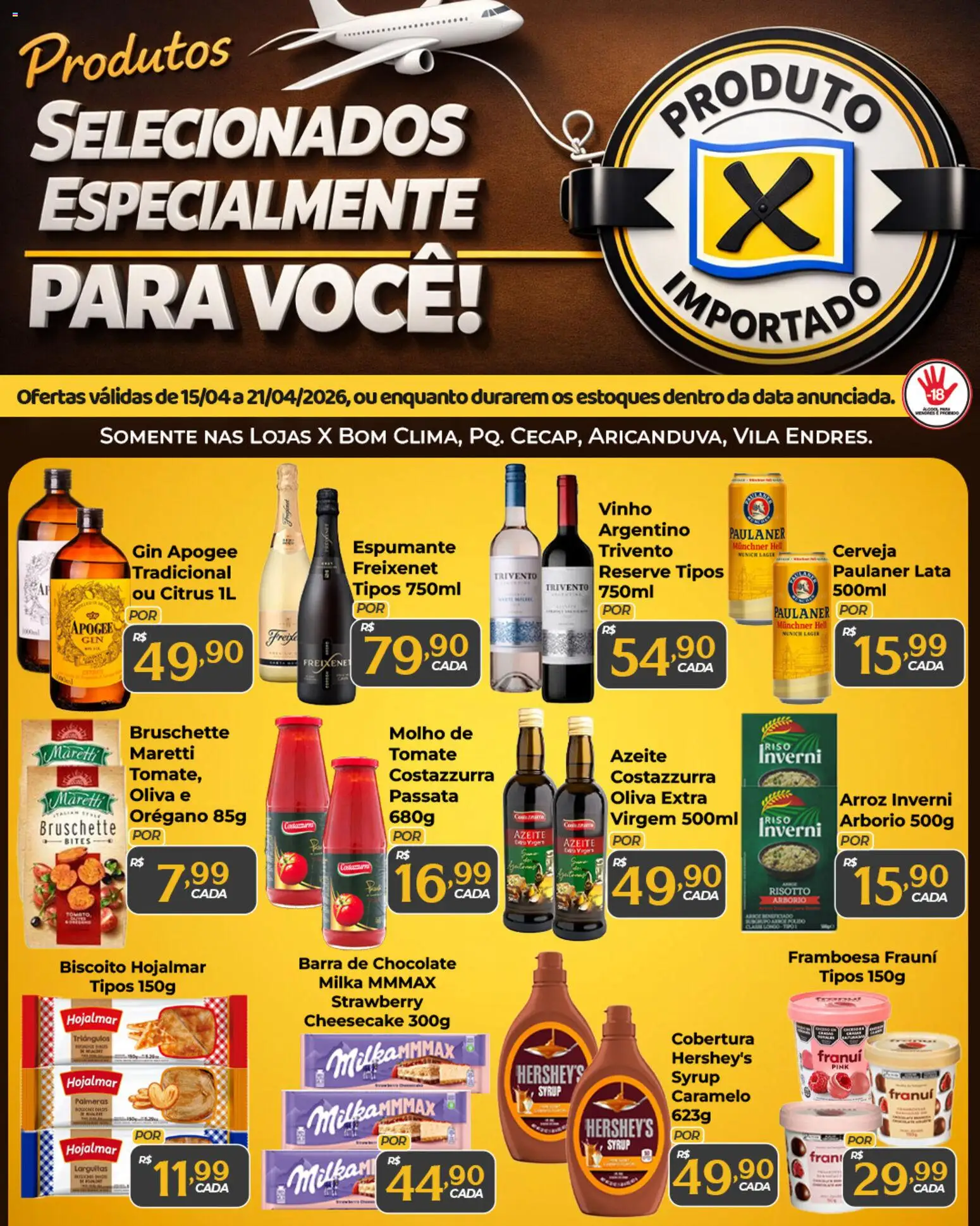 X Supermercados Folheto - válido de 15.04.2026 | Página: 1 | Produtos: Biscoito, Chocolate, Gin, Azeite
