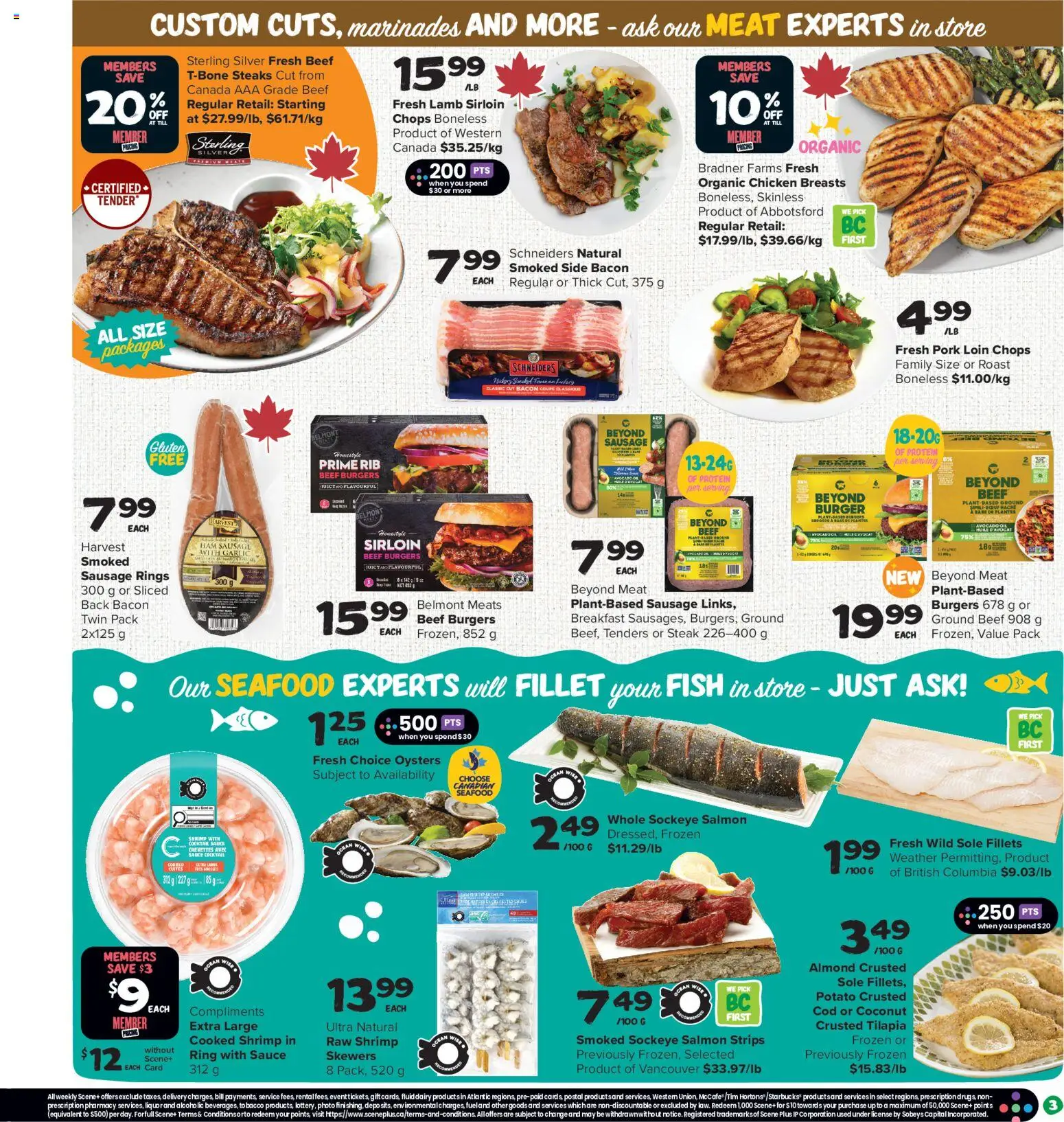 Thrifty Foods flyer valid from 04.06.2026 | Page: 4 | Products: Fish, Beef, Chicken breasts, Pork