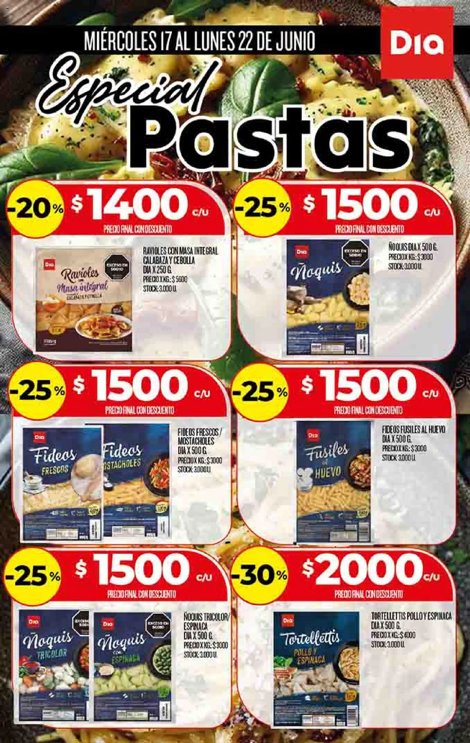 Supermercado DIA Ofertas │ válido desde el 17.06.2026 | Página: 7 | Productos: Cebolla, Huevo, Ñoquis, Fideos