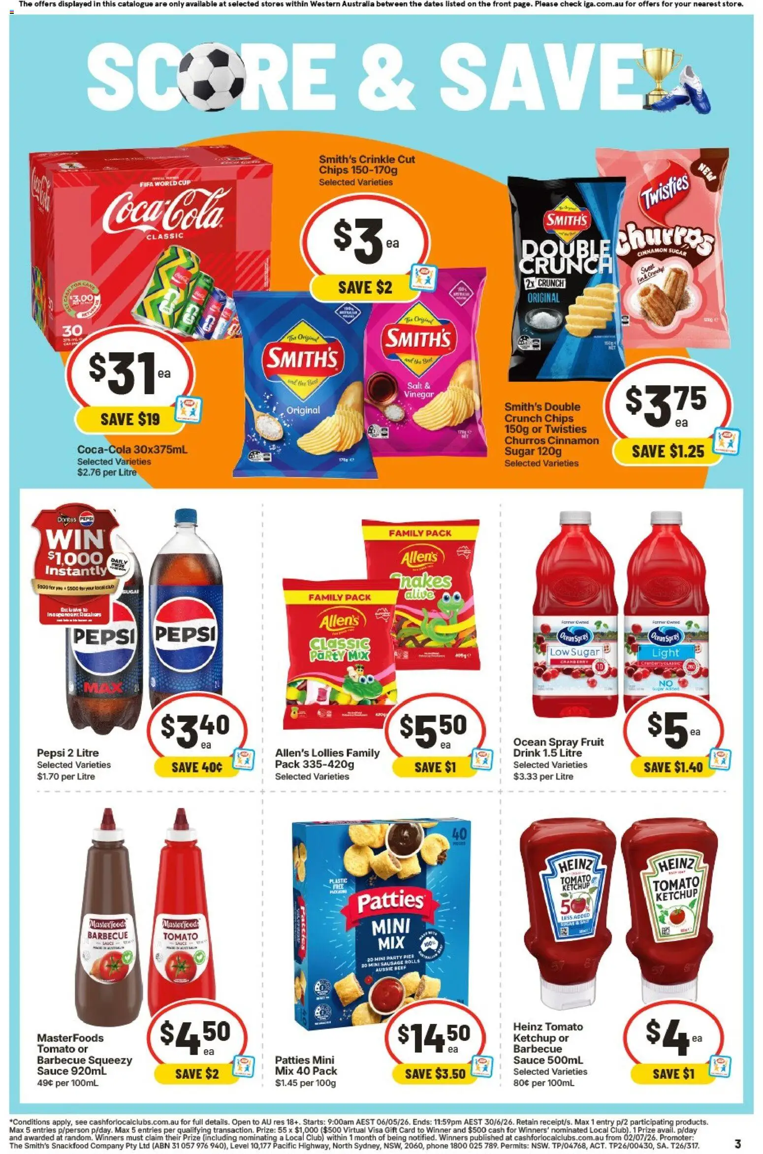 IGA catalogue - valid from 17.06.2026 | Page: 3 | Products: Pepsi, Salt, Sugar, Vinegar
