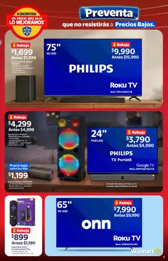 Vista previa de Walmart folleto Preventa gue no resistirás a precios bajos, nuevo folleto de la tienda, válido en México a partir del 22.05.2026 | Página: 7 | Productos: Control remoto, Bocina, Barra, Batería