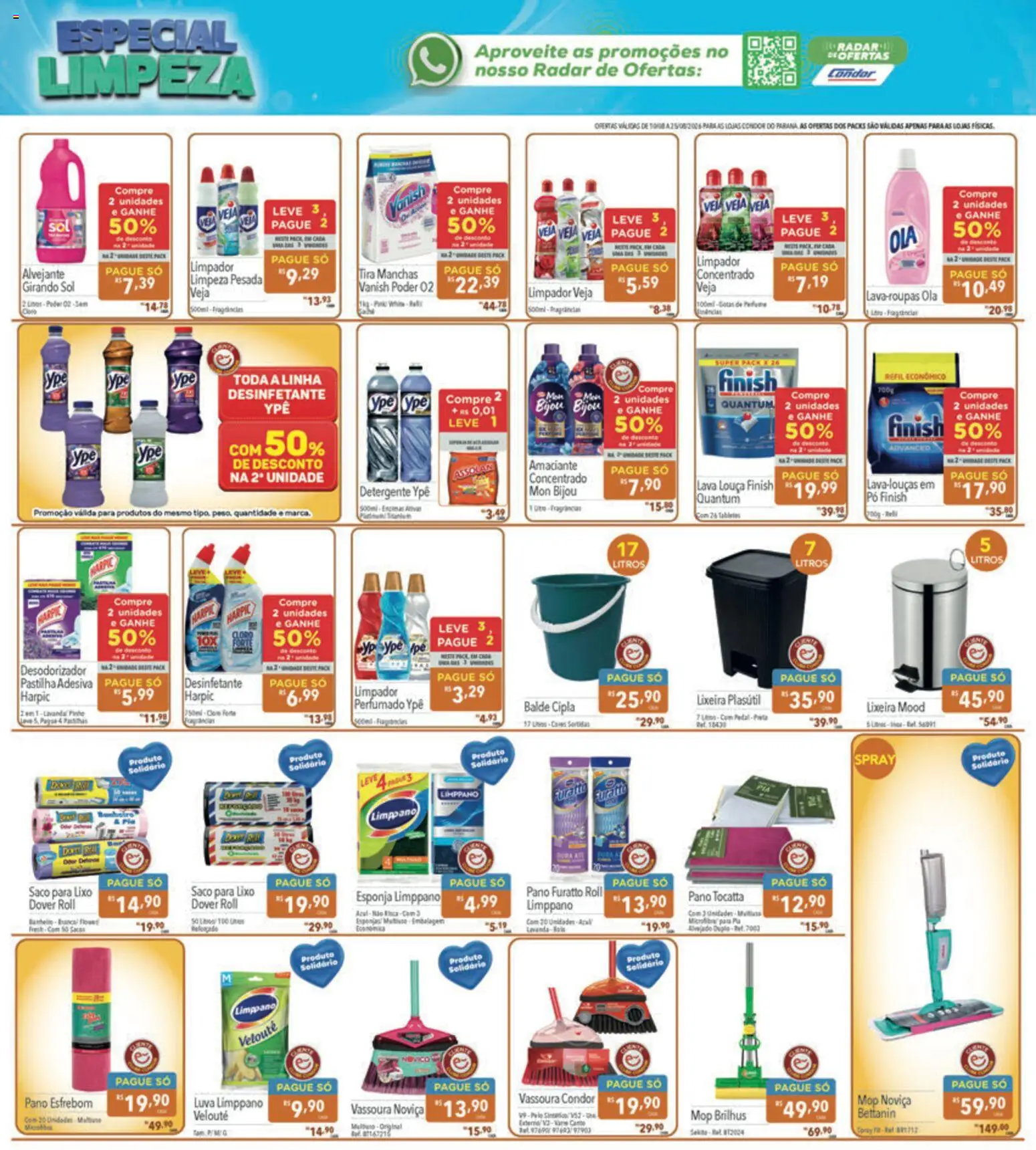 Supermercados Condor Folheto - válido de 10/08/2026 | Página: 22 | Produtos: Mop, Pia, Amaciante, Vassoura