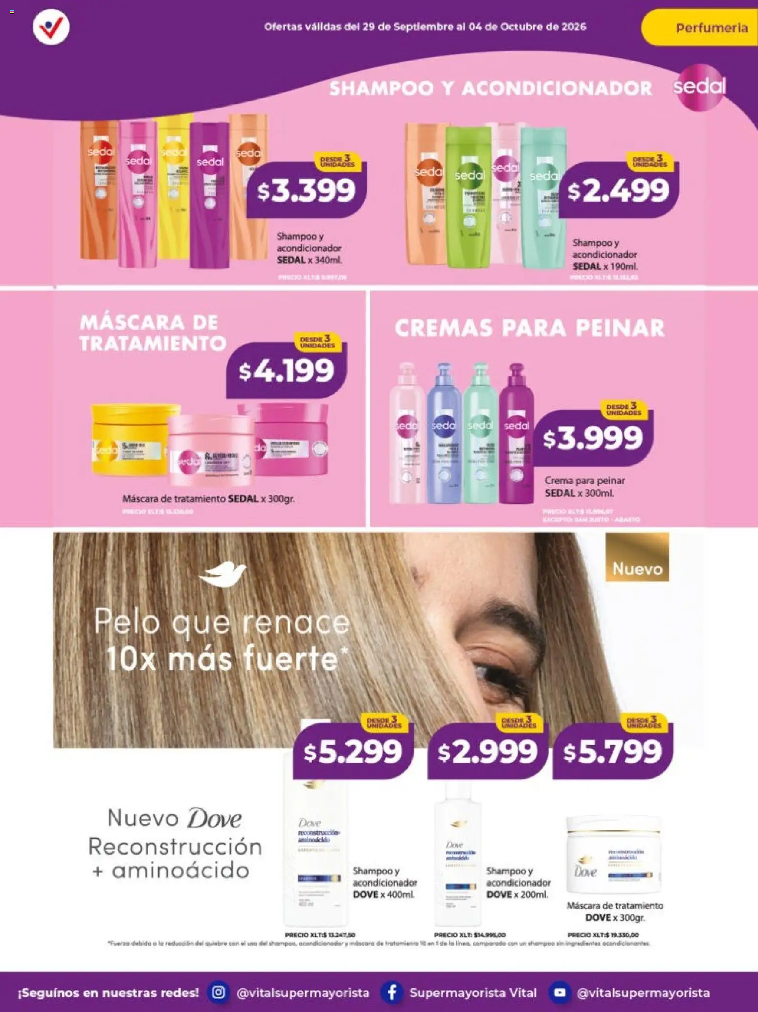 Vital - Ofertas │ válido desde el 29/09/2026 | Página: 3 | Productos: Máscara, Shampoo, Acondicionador, Crema