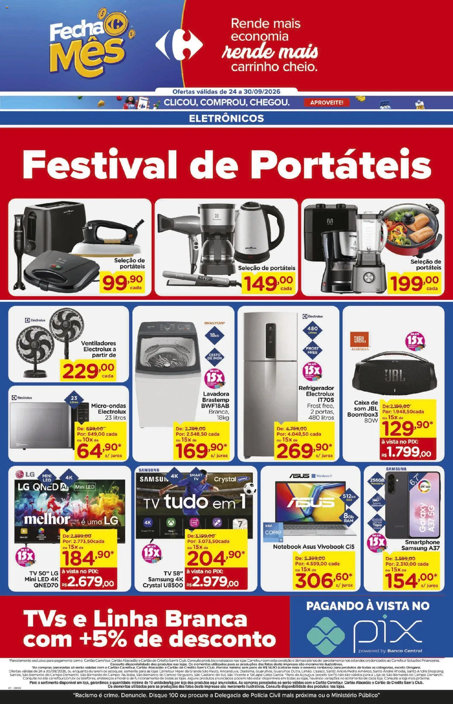 Carrefour Folheto - válido de 24/09/2026 | Página: 11 | Produtos: Notebook, Carrinho, Microondas, Xbox