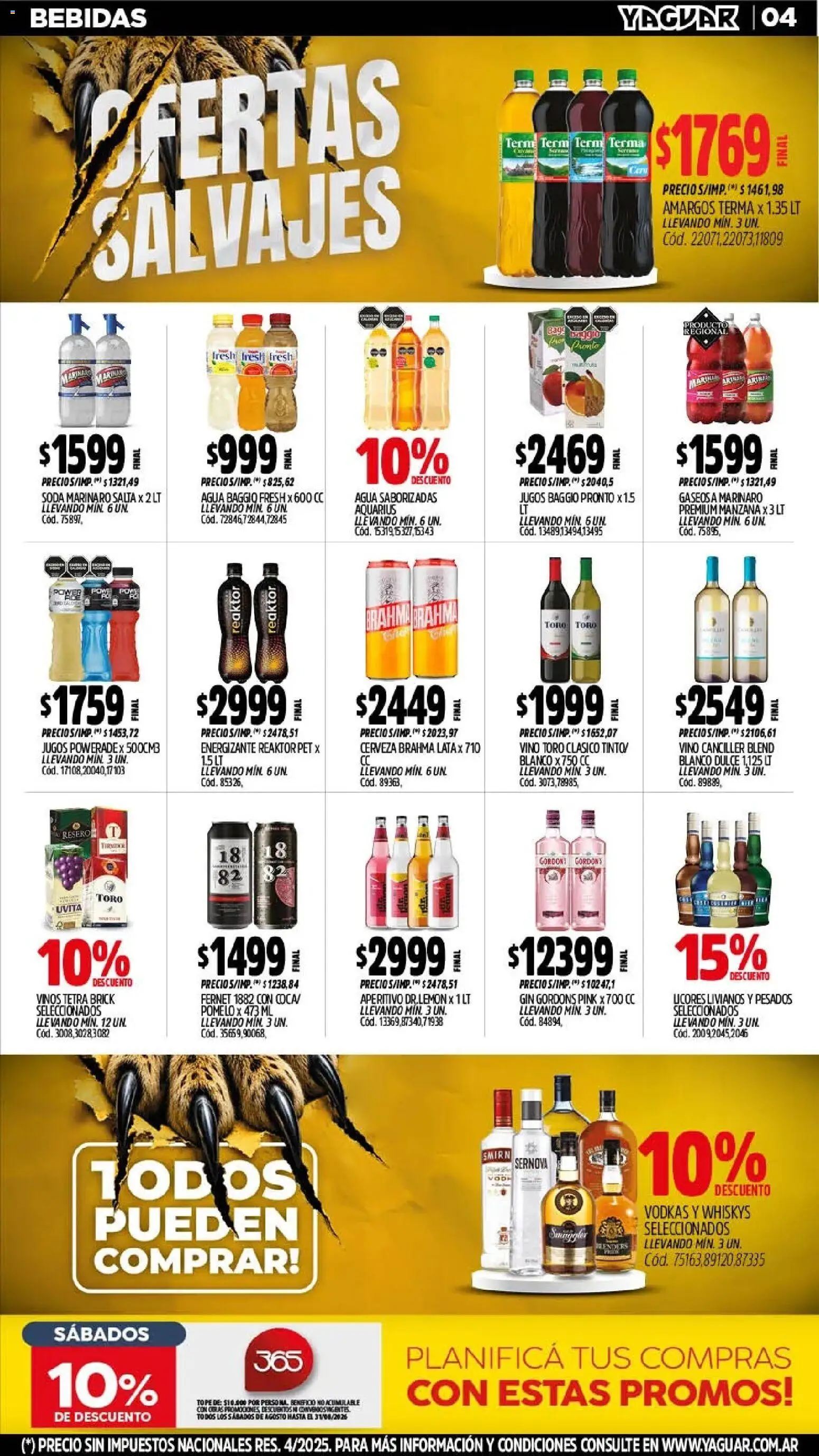 Yaguar - Oferta Semanal Salta │ válido desde el 10/08/2026 | Página: 7 | Productos: Bebidas, Manzana, Agua, Cerveza