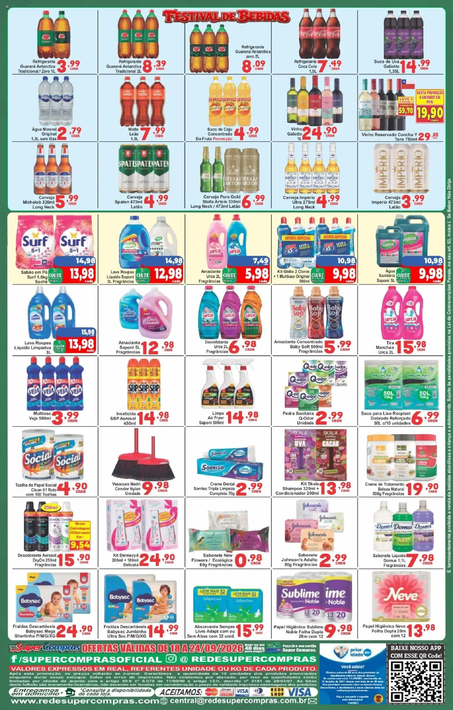 Rede Super Compras Folheto - válido de 18/09/2026 | Página: 4 | Produtos: Rolo, Vinho, Creme, Sabonete líquido