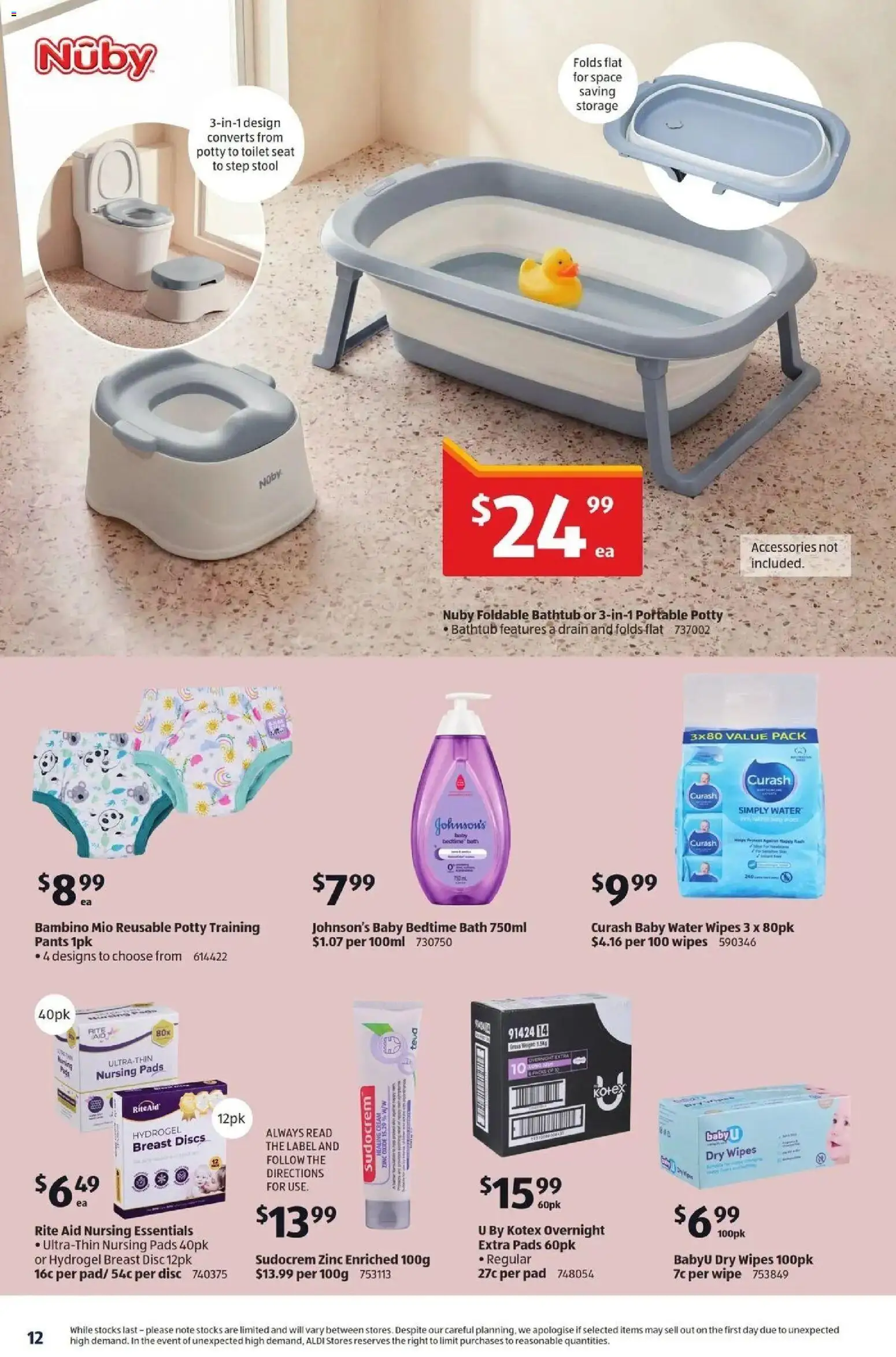 Aldi catalogue - valid from 01/07/2026 | Page: 12 | Products: Pants, Accessories, Portable, Bathtub