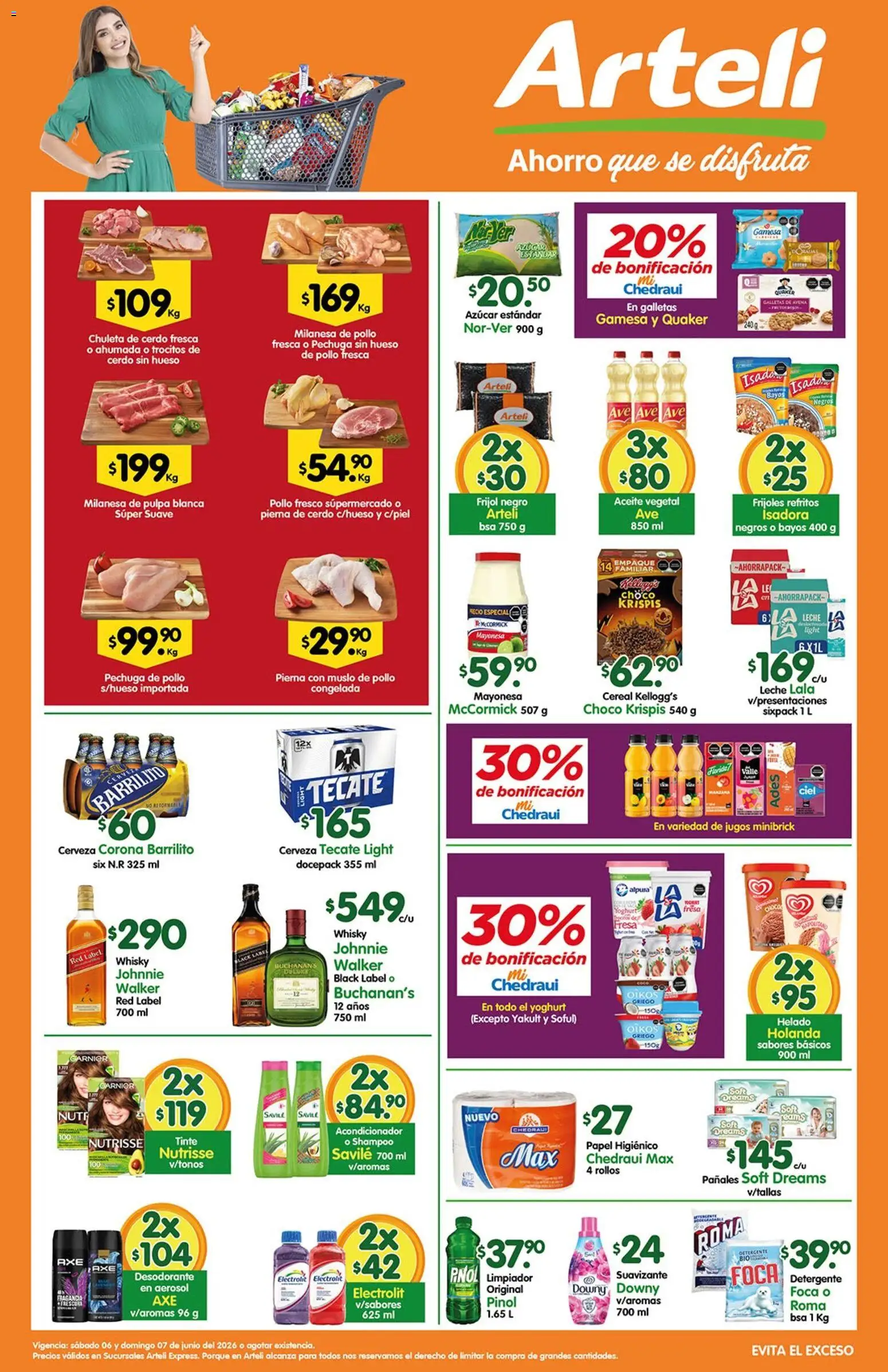 Nuevas ofertas de Arteli válidas en toda la República Mexicana desde el 06.06.2026. ¡Encuentra las mejores ofertas en Arteli folleto Express! | Página: 1 | Productos: Pollo, Leche, Aceite, Acondicionador