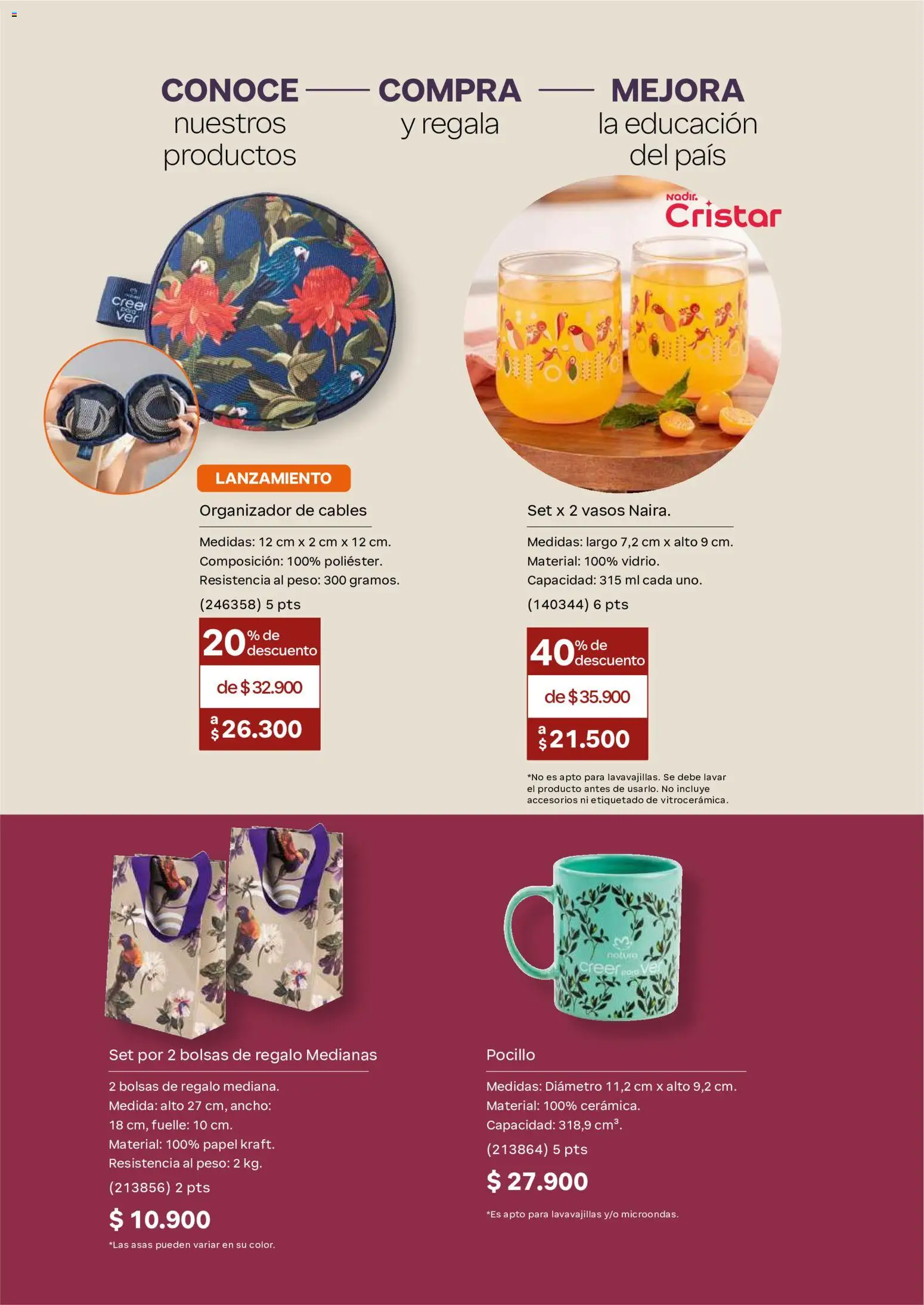 Natura revista - valida desde el 22/07/2026 | Página: 163 | Productos: Vasos, Lavavajillas, Peso, Organizador
