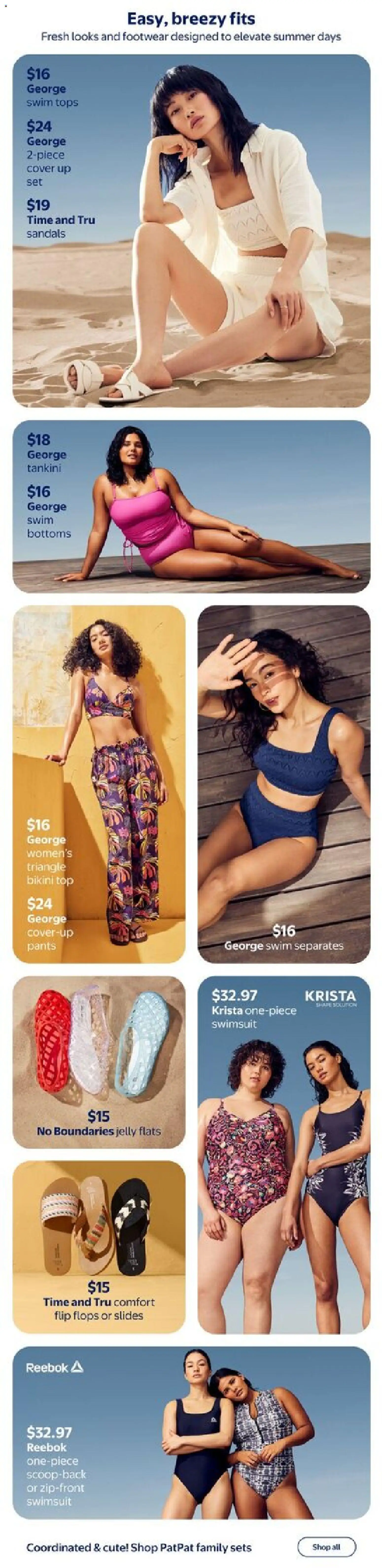 Walmart flyer valid from 07.05.2026 | Page: 6 | Products: Sandals, Flip flops, Swimsuit, Pants