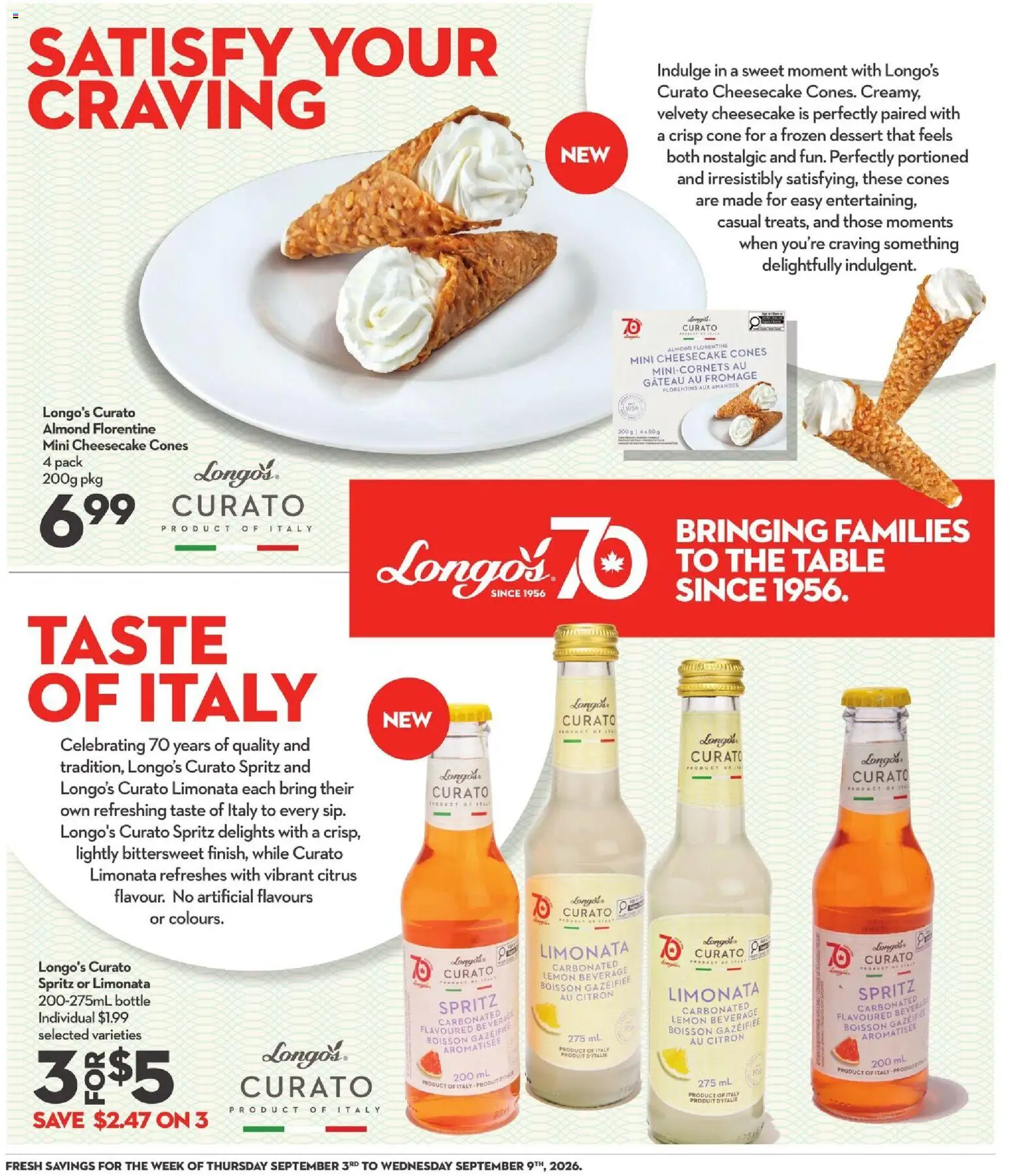 Longo's flyer valid from Sep 3, 2026 | Page: 9 | Products: Citrus, Dessert, Table