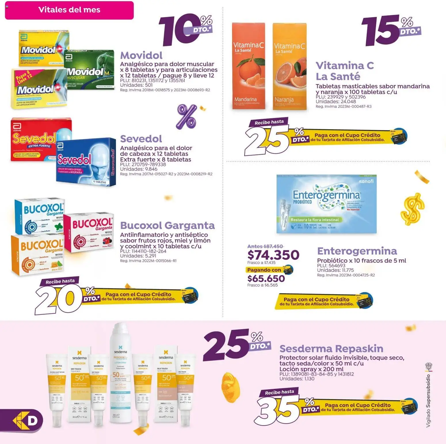 Colsubsidio revista - valida desde el 15/09/2026 | Página: 2 | Productos: Frasco, Antiinflamatorio, Azucar, Loción