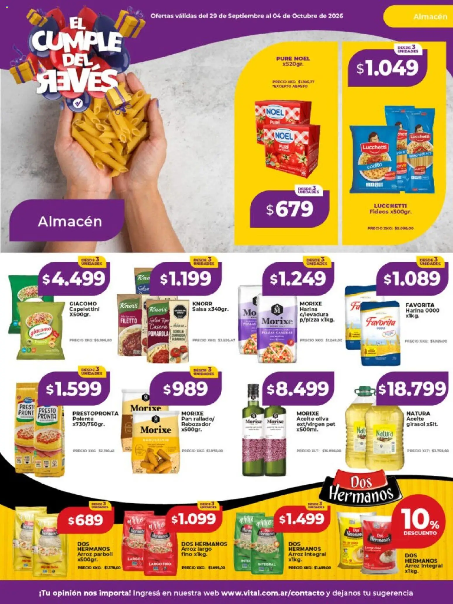 Vital - Ofertas │ válido desde el 29/09/2026 | Página: 17 | Productos: Harina, Polenta, Pan, Fideos
