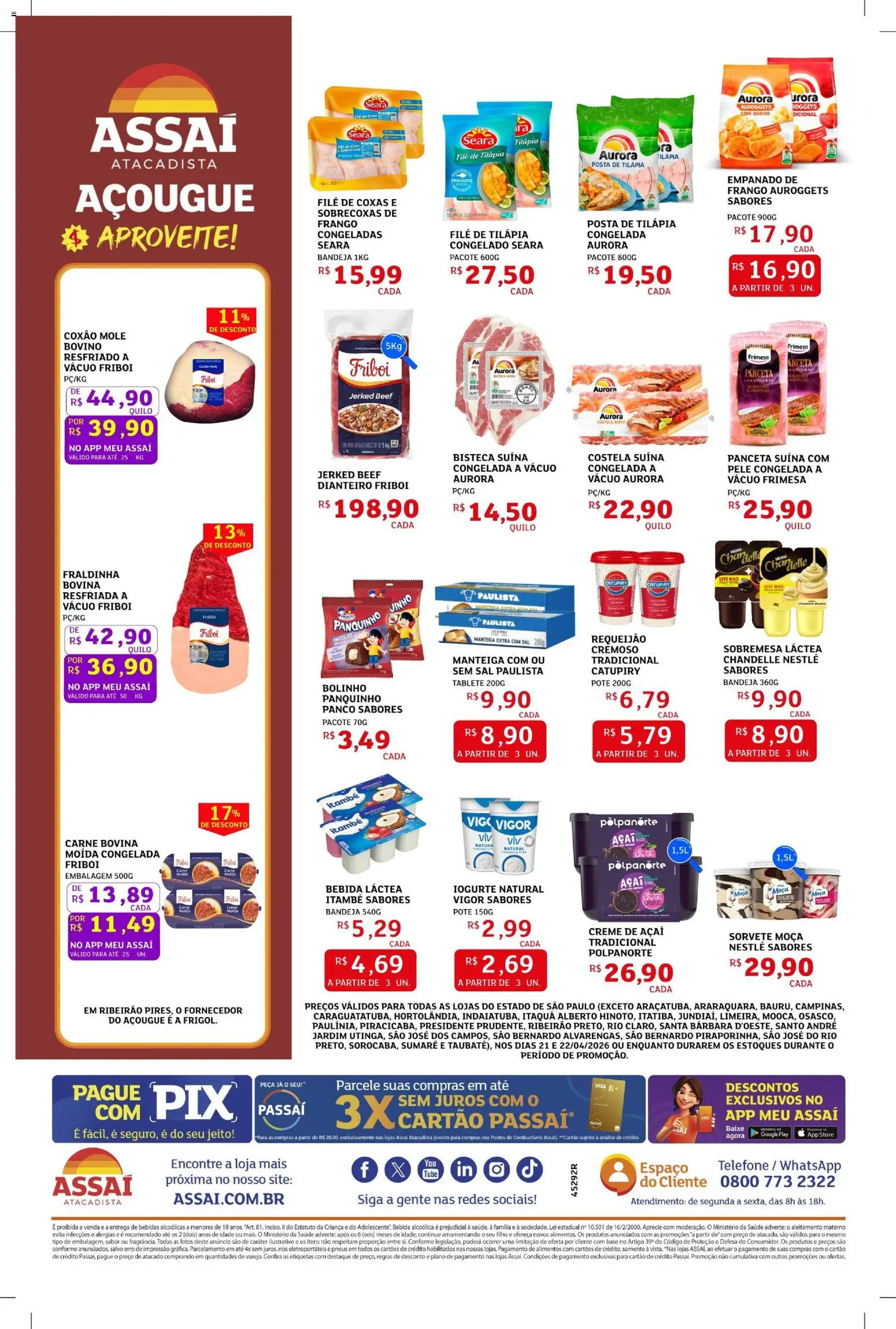 Assaí Atacadista Folheto - válido de 22.04.2026 | Página: 2 | Produtos: Base, Creme, Bandeja, Sal