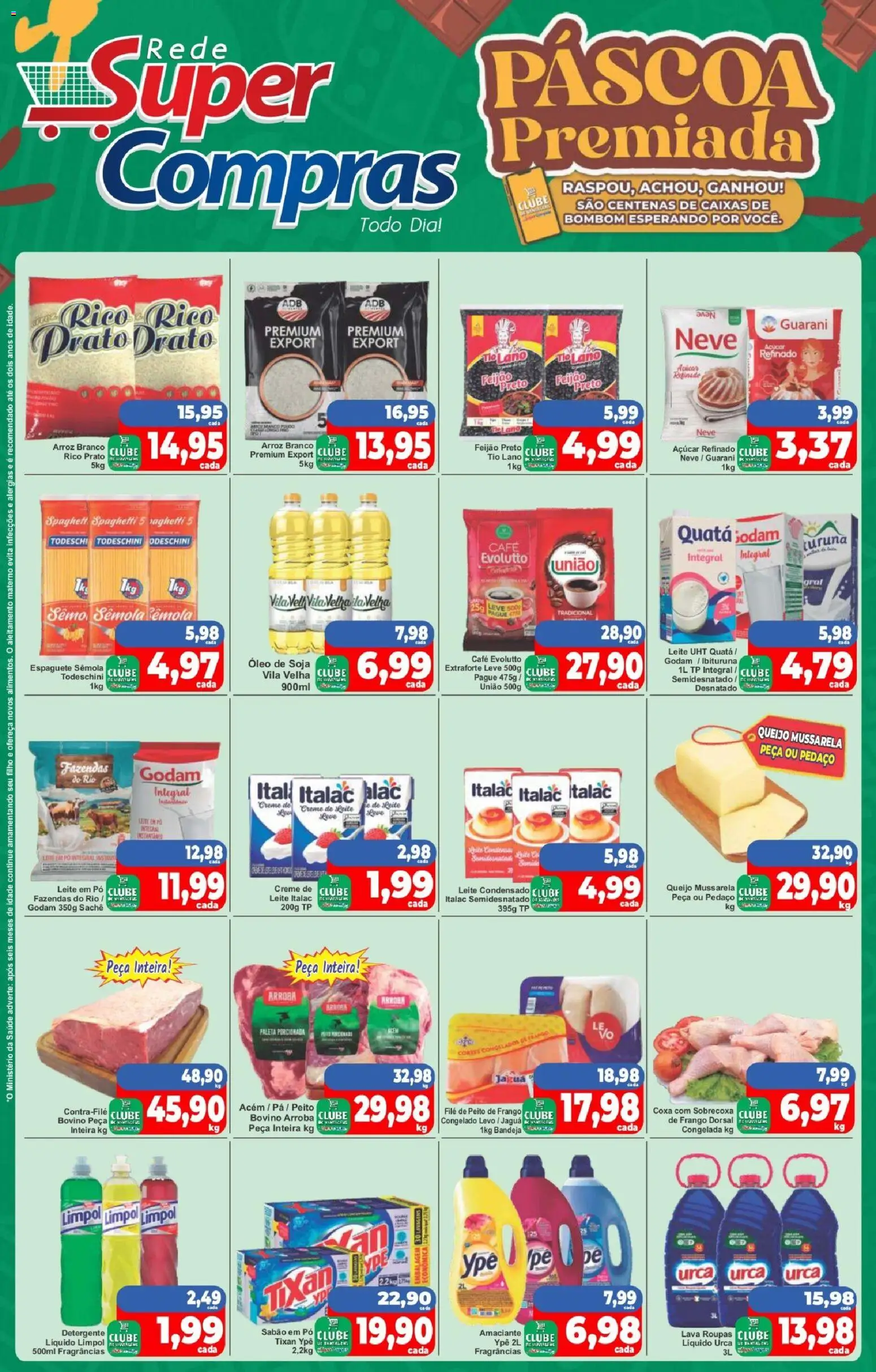 Rede Super Compras Folheto - válido de 09.03.2026 | Página: 1 | Produtos: Espaguete, Sabão, Queijo, Leite condensado