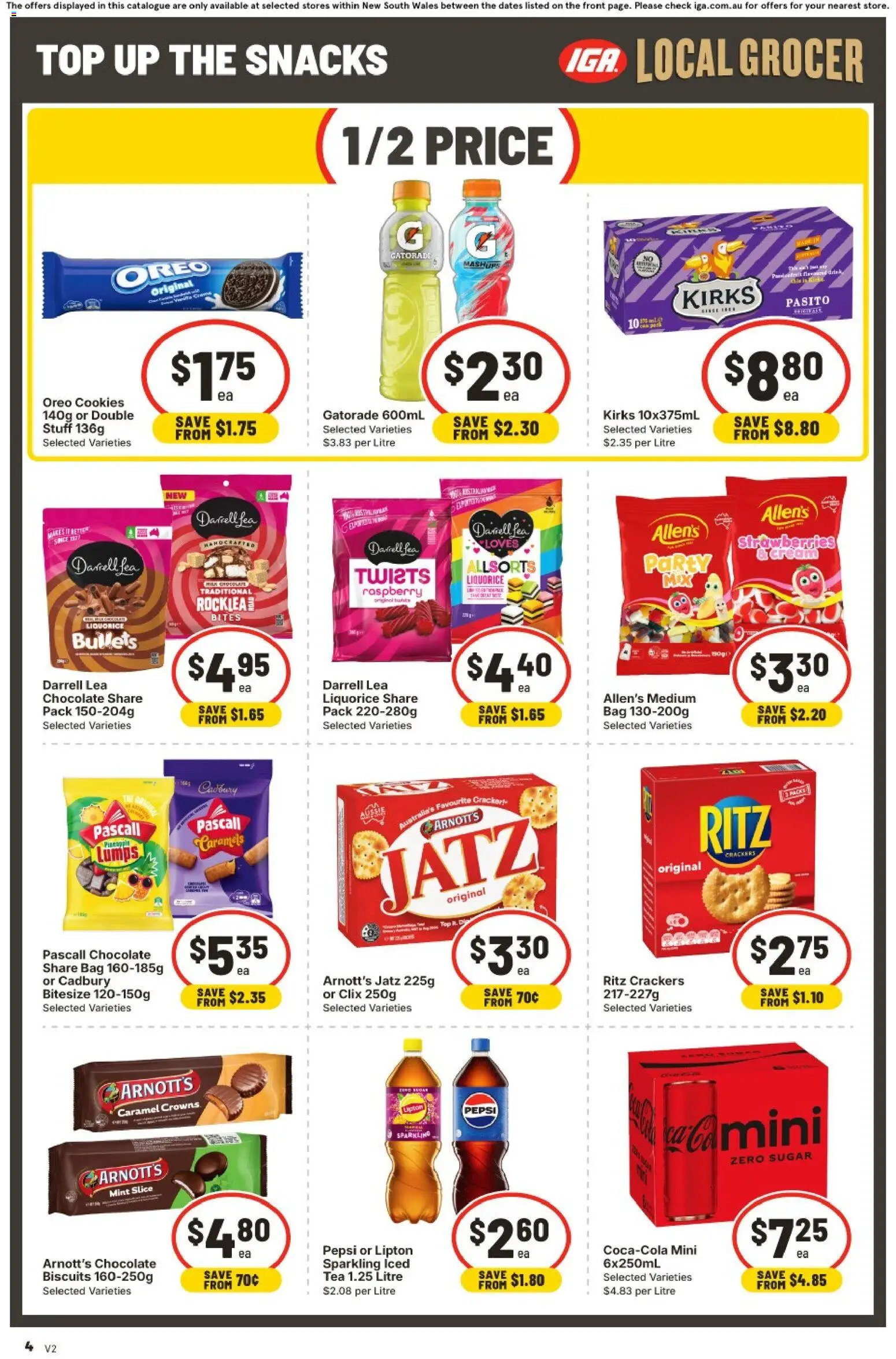 IGA catalogue - valid from 30/09/2026 | Page: 4 | Products: Chocolate, Tea, Pepsi, Oreo