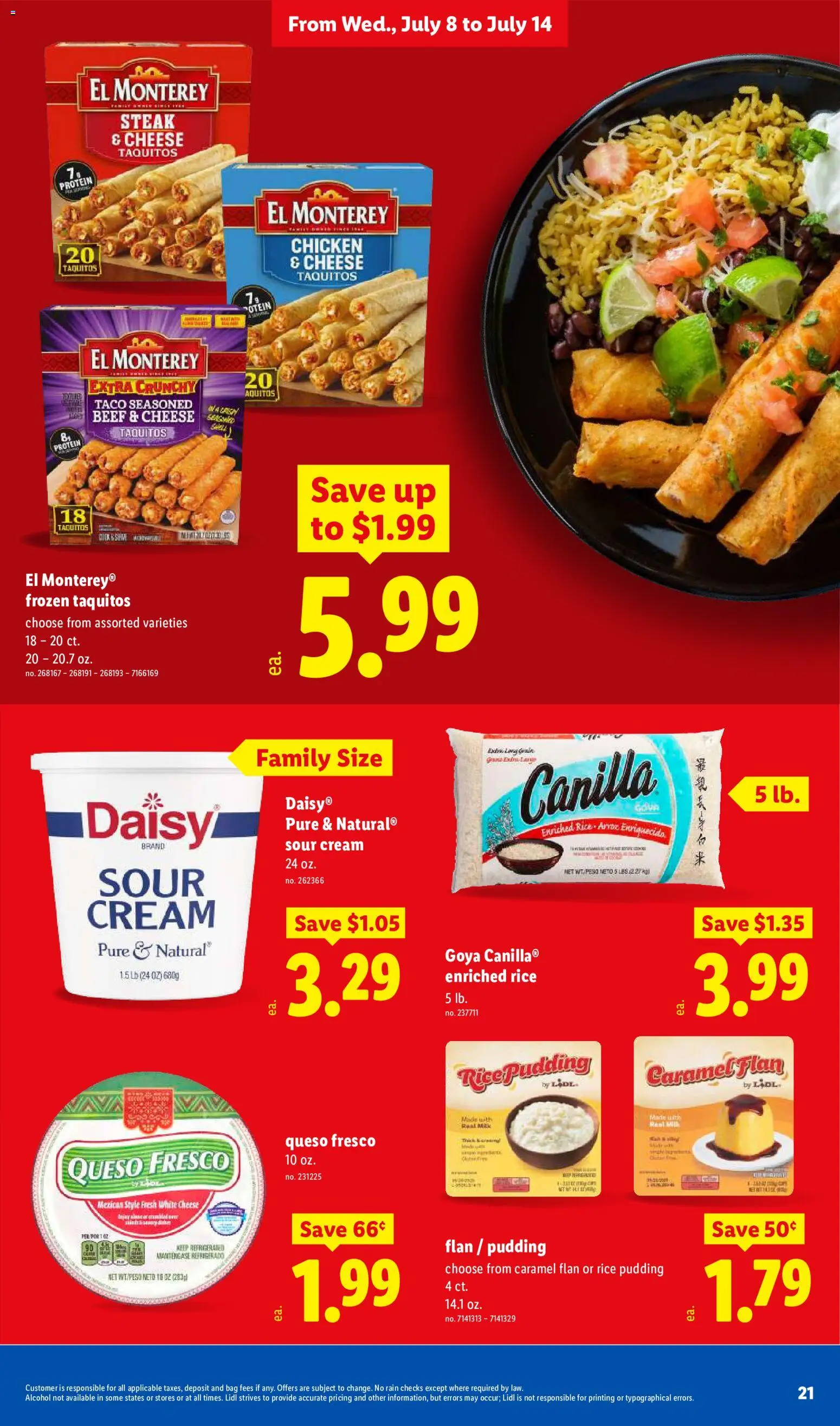 Lidl Weekly Ad - valid from 07/08/2026 | Page: 21 | Products: White cheese, Chicken, Rice, Pudding