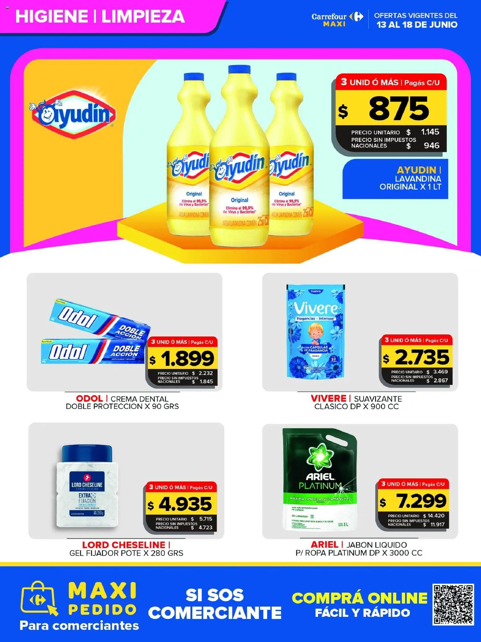Carrefour Maxi catálogo │ válido desde el 13.06.2026 | Página: 3 | Productos: Lavandina, Jabón líquido, Jabón, Agua