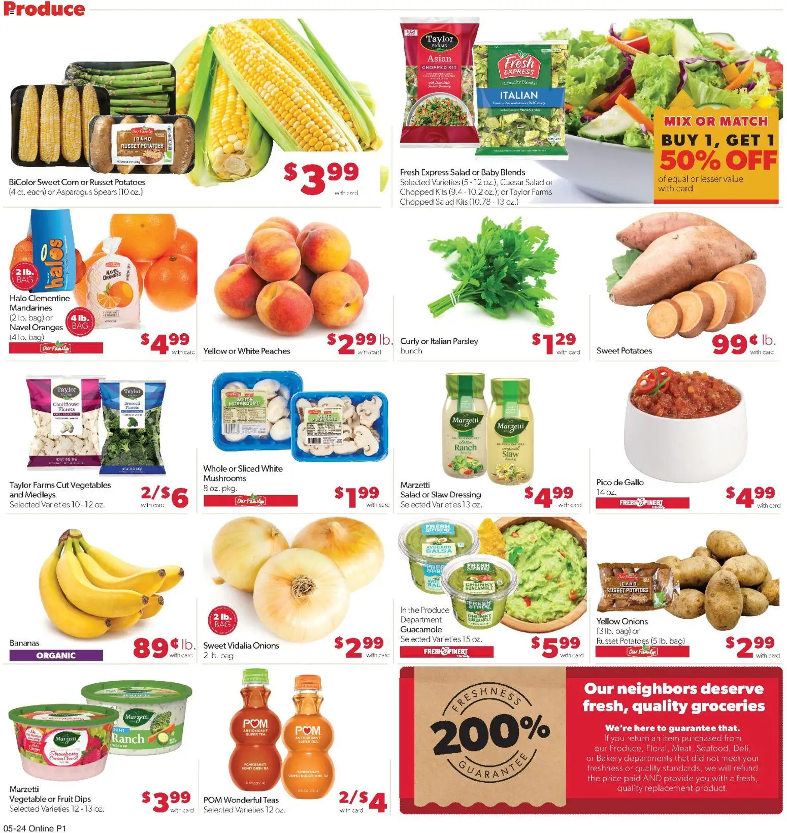 Family Fare Weekly Ad - IA - valid from 24.05.2026 | Page: 5 | Products: Peaches, Asparagus, Oranges, Cauliflower