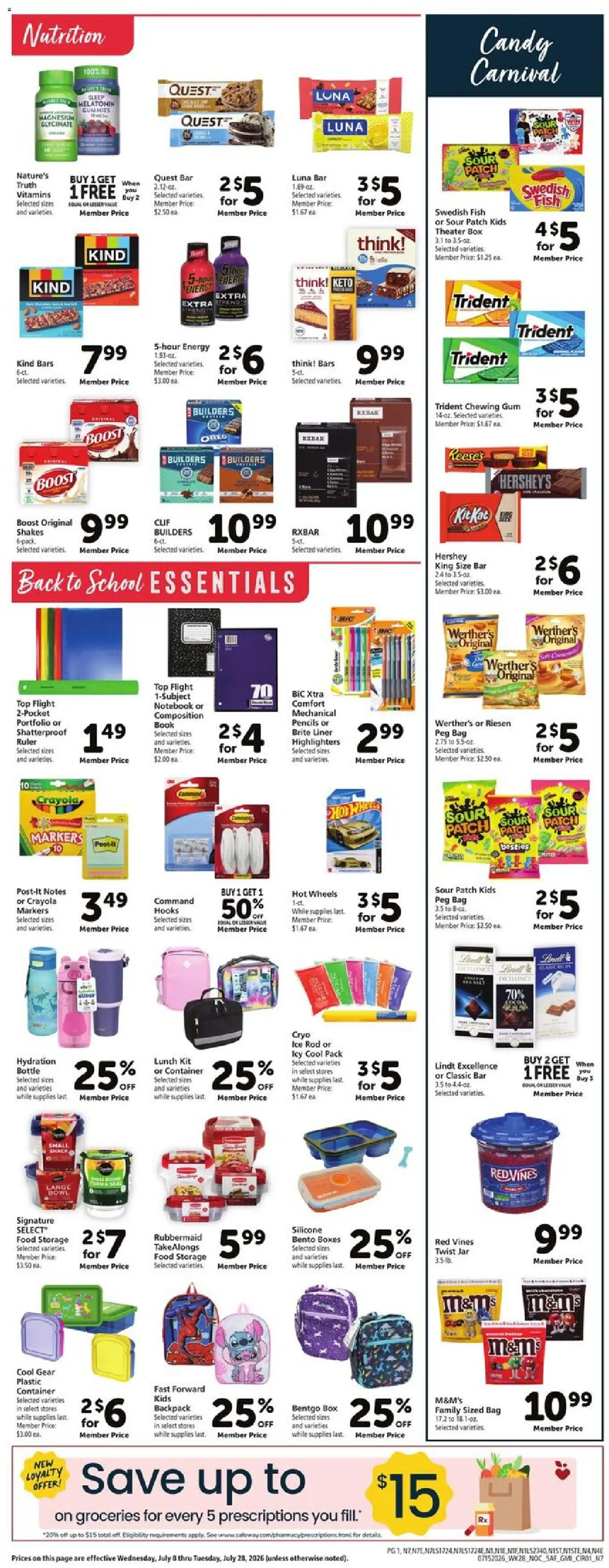 Safeway Weekly Ad - valid from 07/15/2026 | Page: 8 | Products: Melatonin, Fish, Bag, Rod