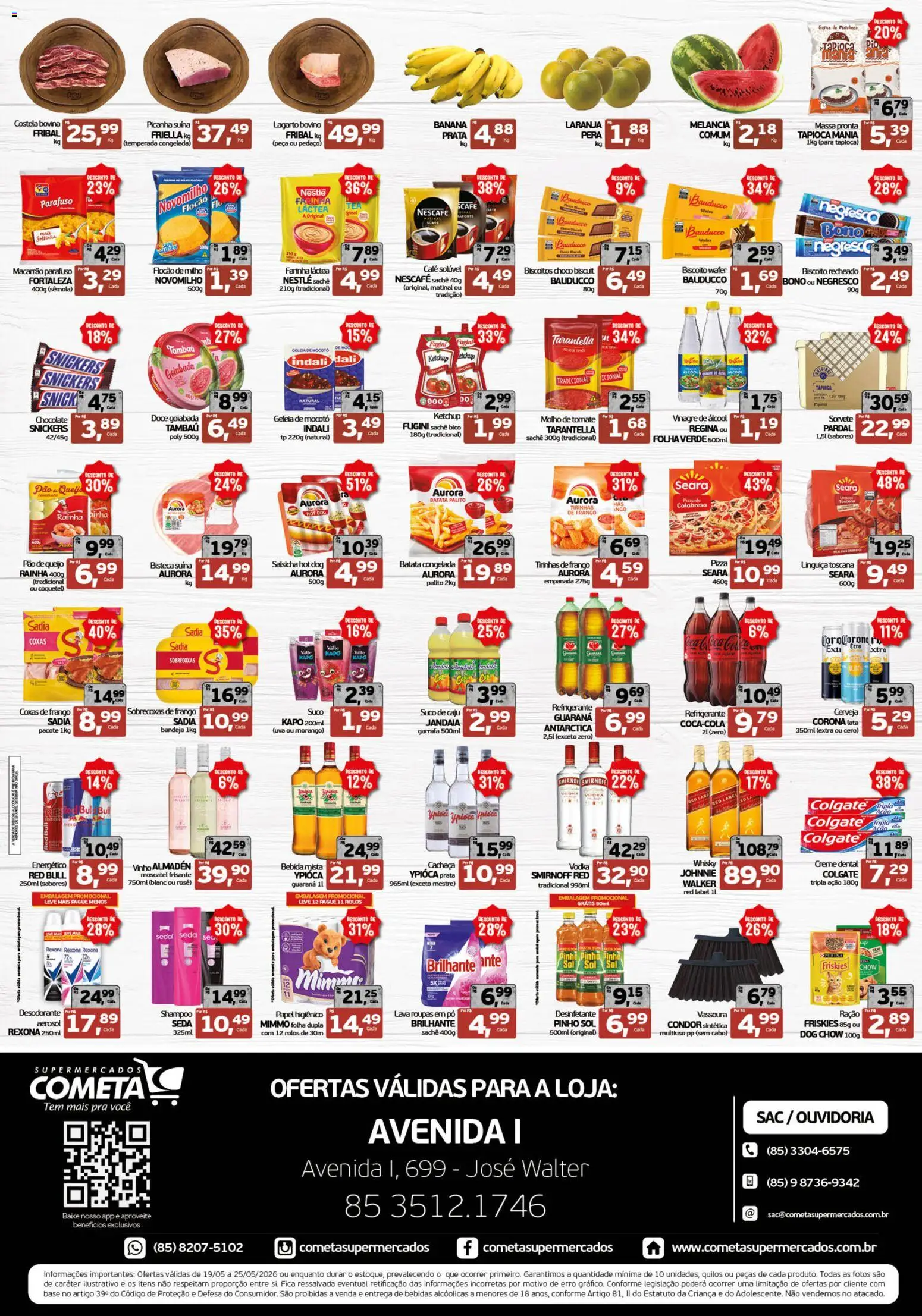 Cometa Supermercados Folheto - válido de 19.05.2026 | Página: 2 | Produtos: Whisky, Rexona, Creme dental, Vassoura