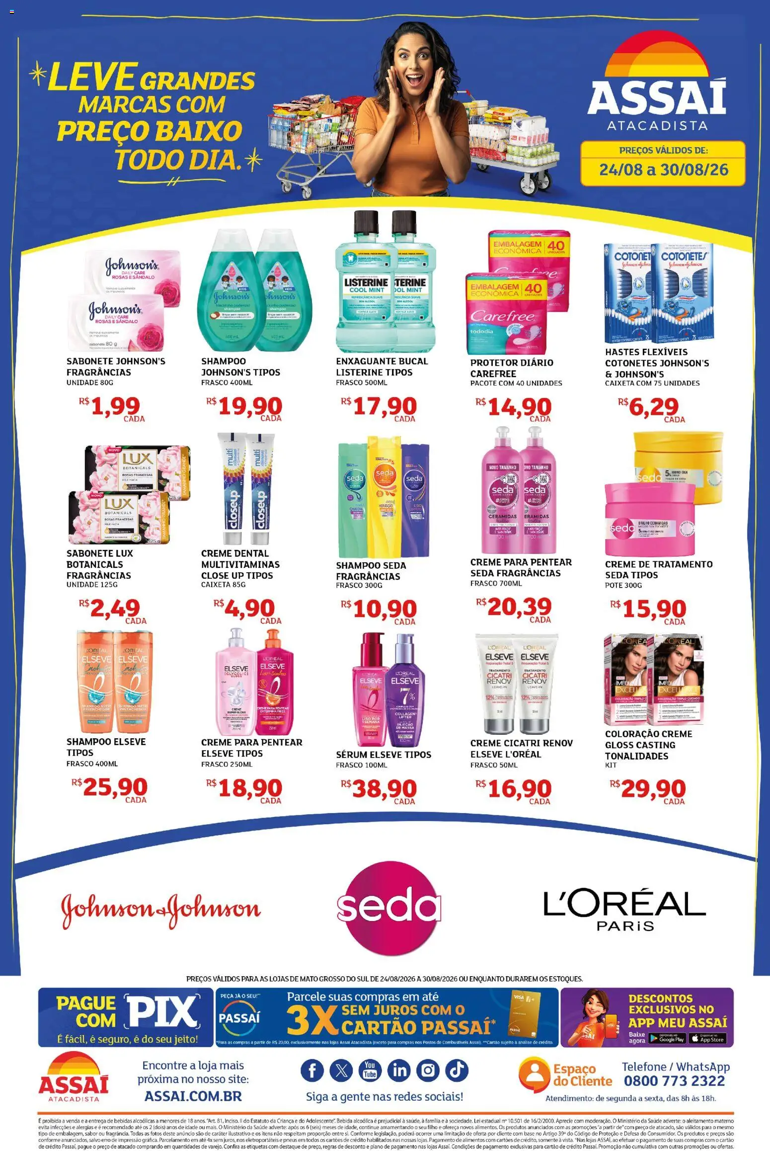 Assaí Atacadista Folheto - válido de 24/08/2026 | Página: 1 | Produtos: Shampoo, Base, Sérum, Listerine