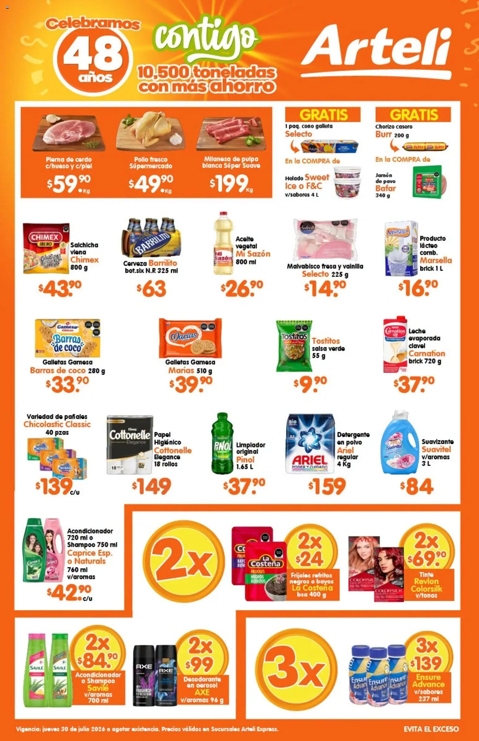 Nuevas ofertas de Arteli válidas en toda la República Mexicana desde el 30/07/2026. ¡Encuentra las mejores ofertas en Arteli folleto Express! | Página: 1 | Productos: Fresa, Detergente, Milanesa, Limpiador