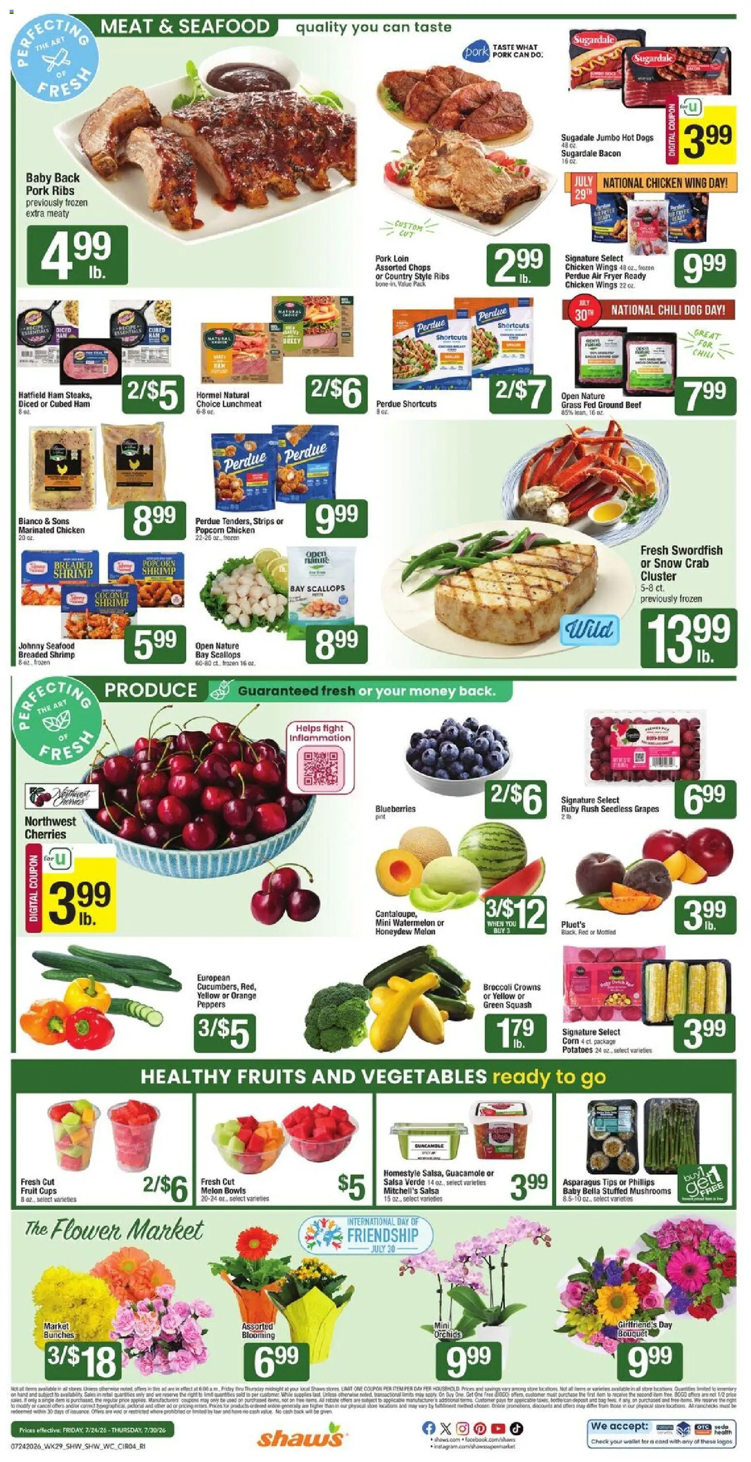 Shaw's Weekly Ad - RI - valid from 07/24/2026 | Page: 5 | Products: Corn, Broccoli, Fruits, Blueberries