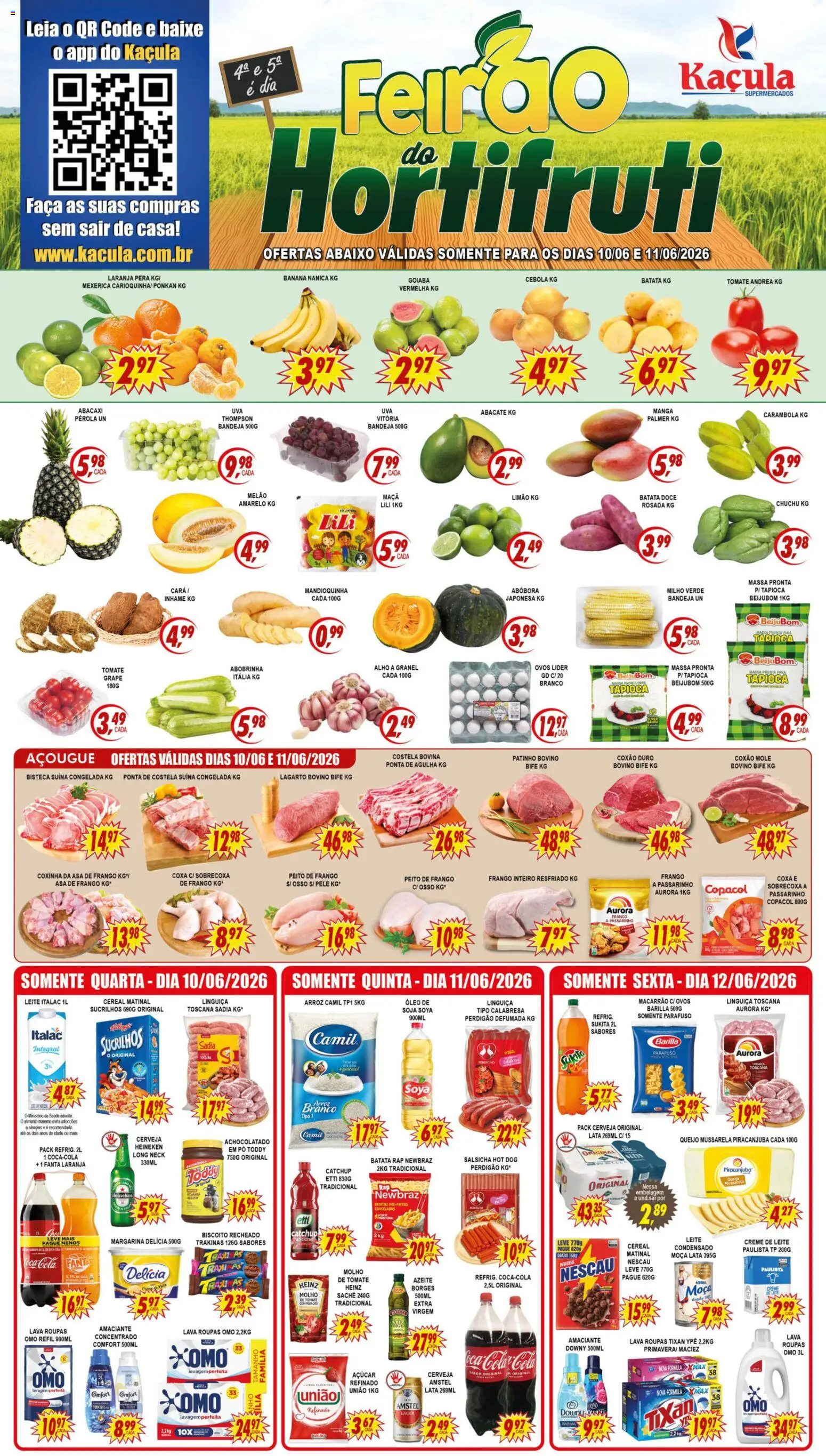 Kaçula Folheto - válido de 10.06.2026 | Página: 1 | Produtos: Milho verde, Salsicha, Linguiça, Peito de frango