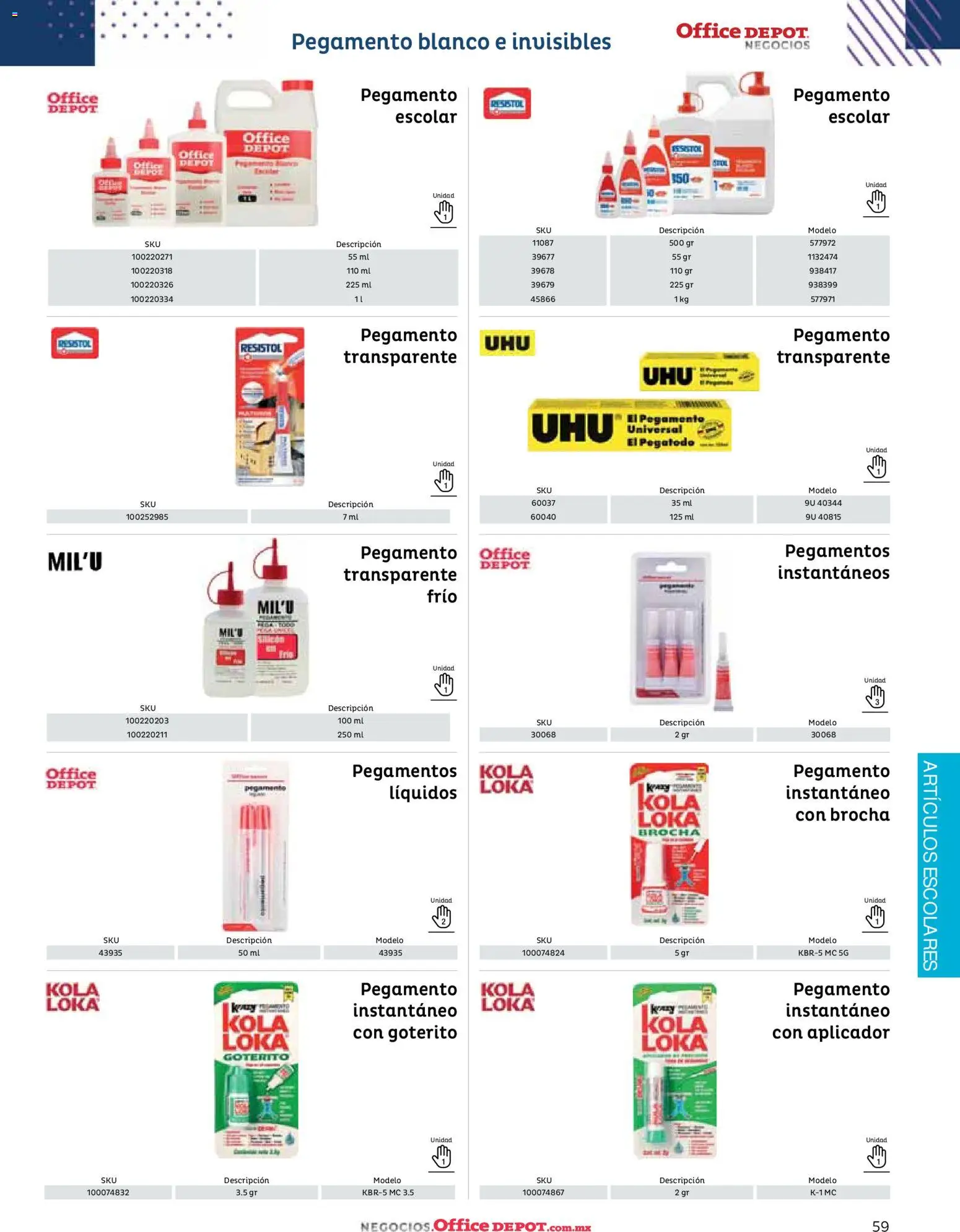 Nuevas ofertas de Office Depot válidas en toda la República Mexicana desde el 12/01/2026. ¡Encuentra las mejores ofertas en Office Depot catálogo 2026! | Página: 61 | Productos: Pegamento