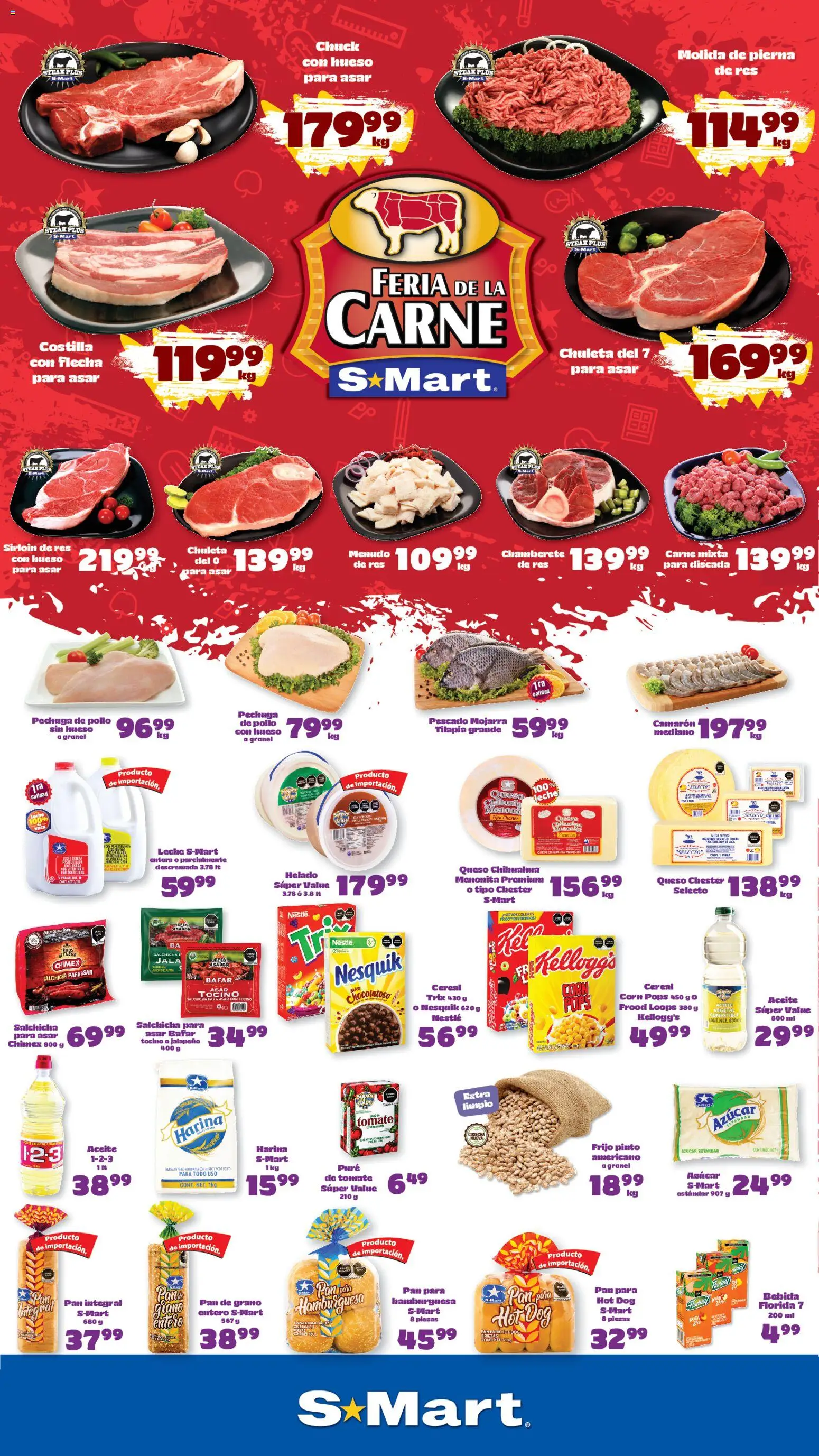 Nuevas ofertas de S-Mart válidas en toda la República Mexicana desde el 28/08/2026. ¡Encuentra las mejores ofertas en S-Mart folleto! | Página: 1 | Productos: Pollo, Salchicha, Queso, Carne