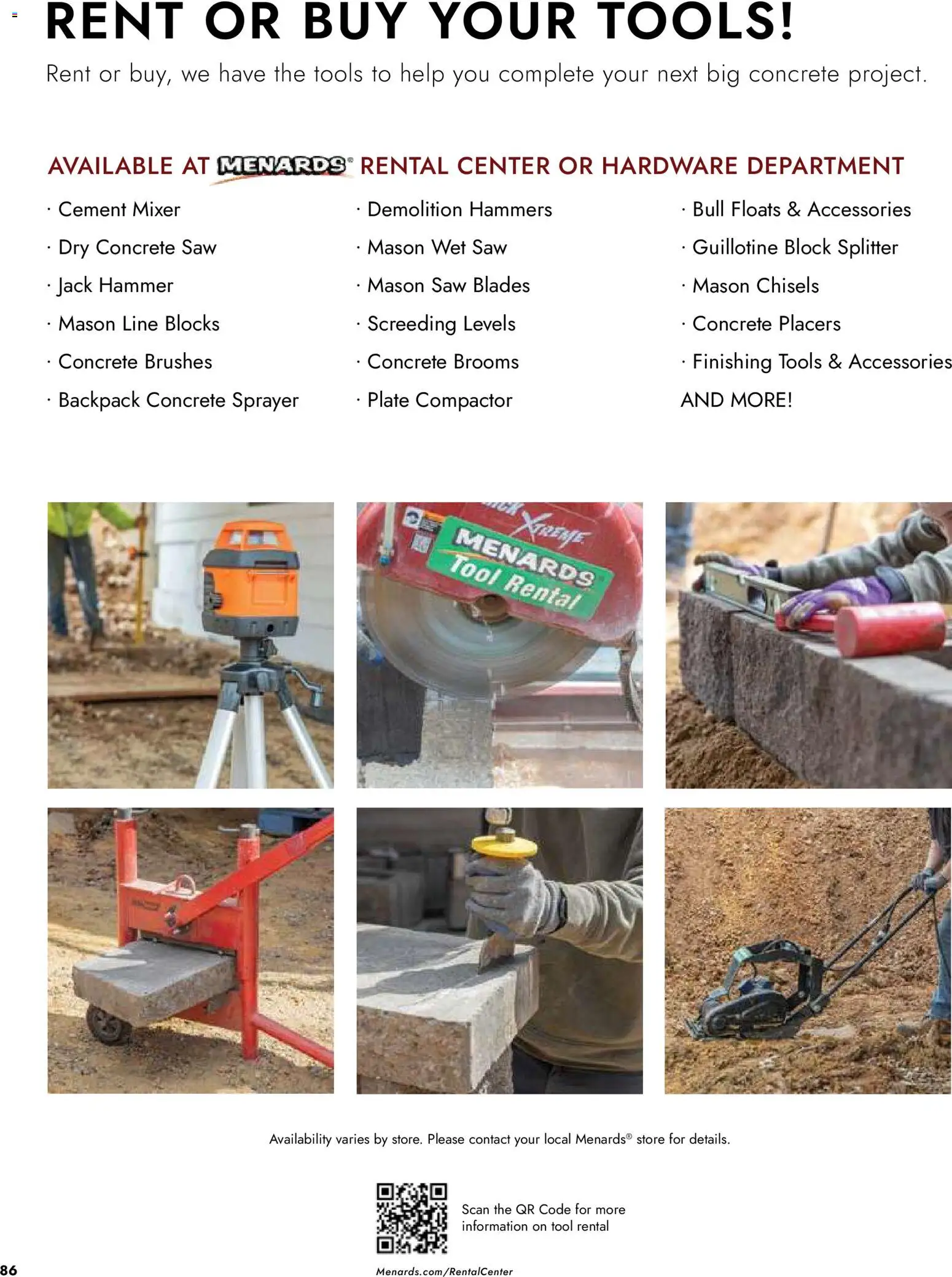 Menards Landscape Catalog - valid from 02.04.2026 | Page: 86 | Products: Brushes, Saw, Hammer, Backpack