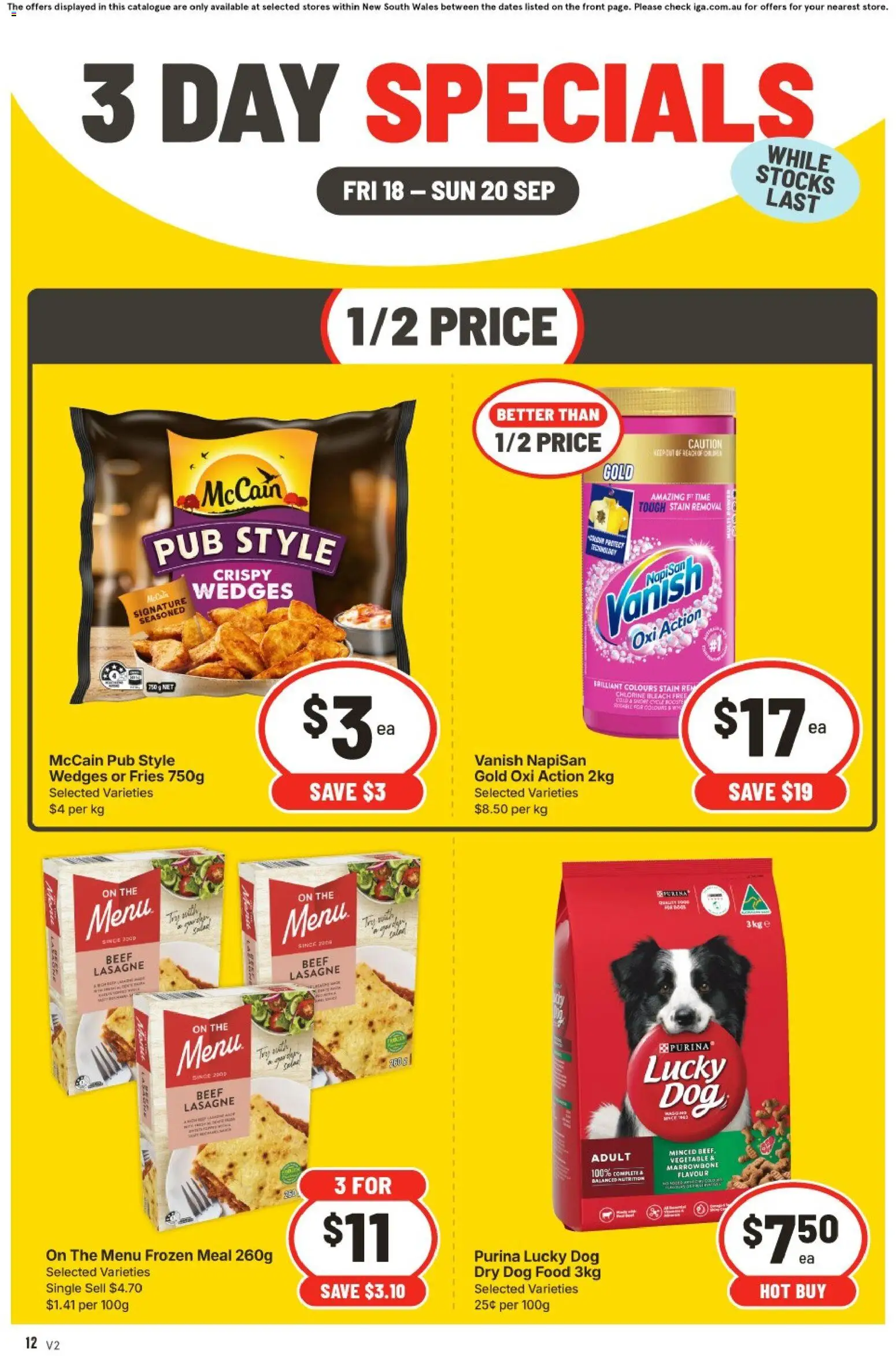 IGA catalogue - valid from 18/09/2026 | Page: 4 | Products: Fries, Food, Dog food, Lasagne
