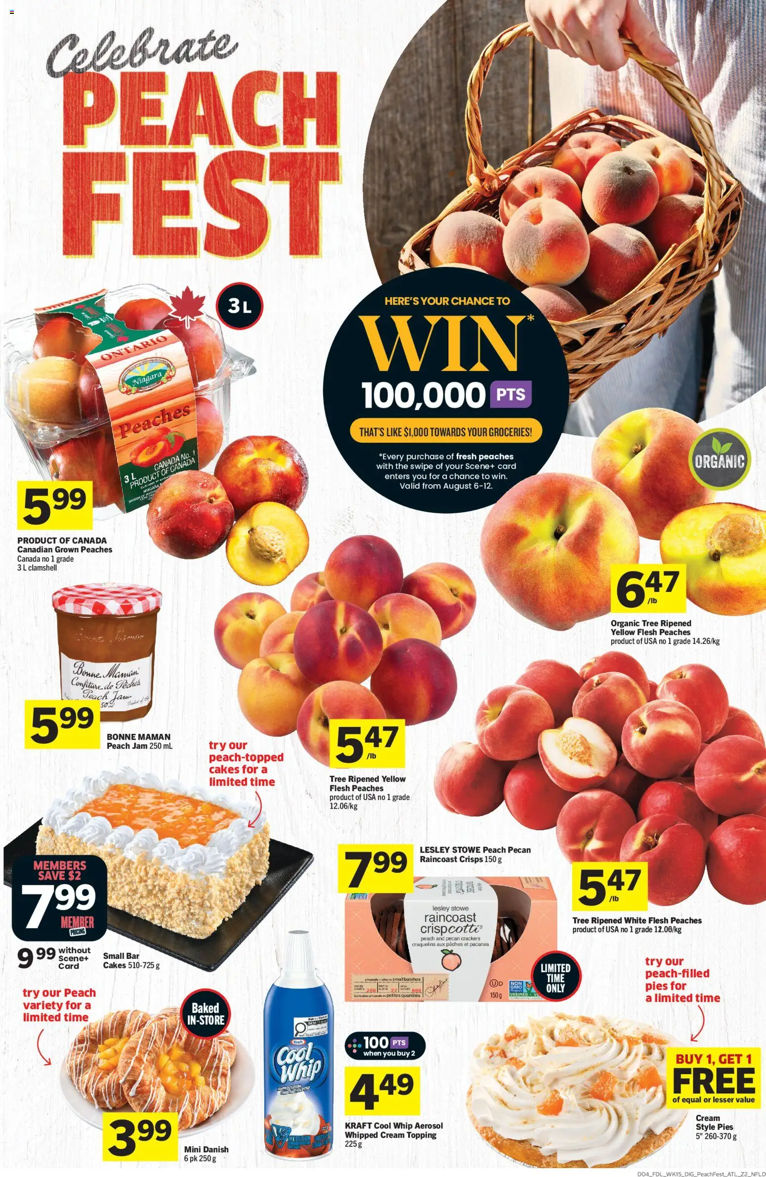Foodland flyer valid from Aug 6, 2026 | Page: 5 | Products: Cream, Peaches, Crackers, Jam