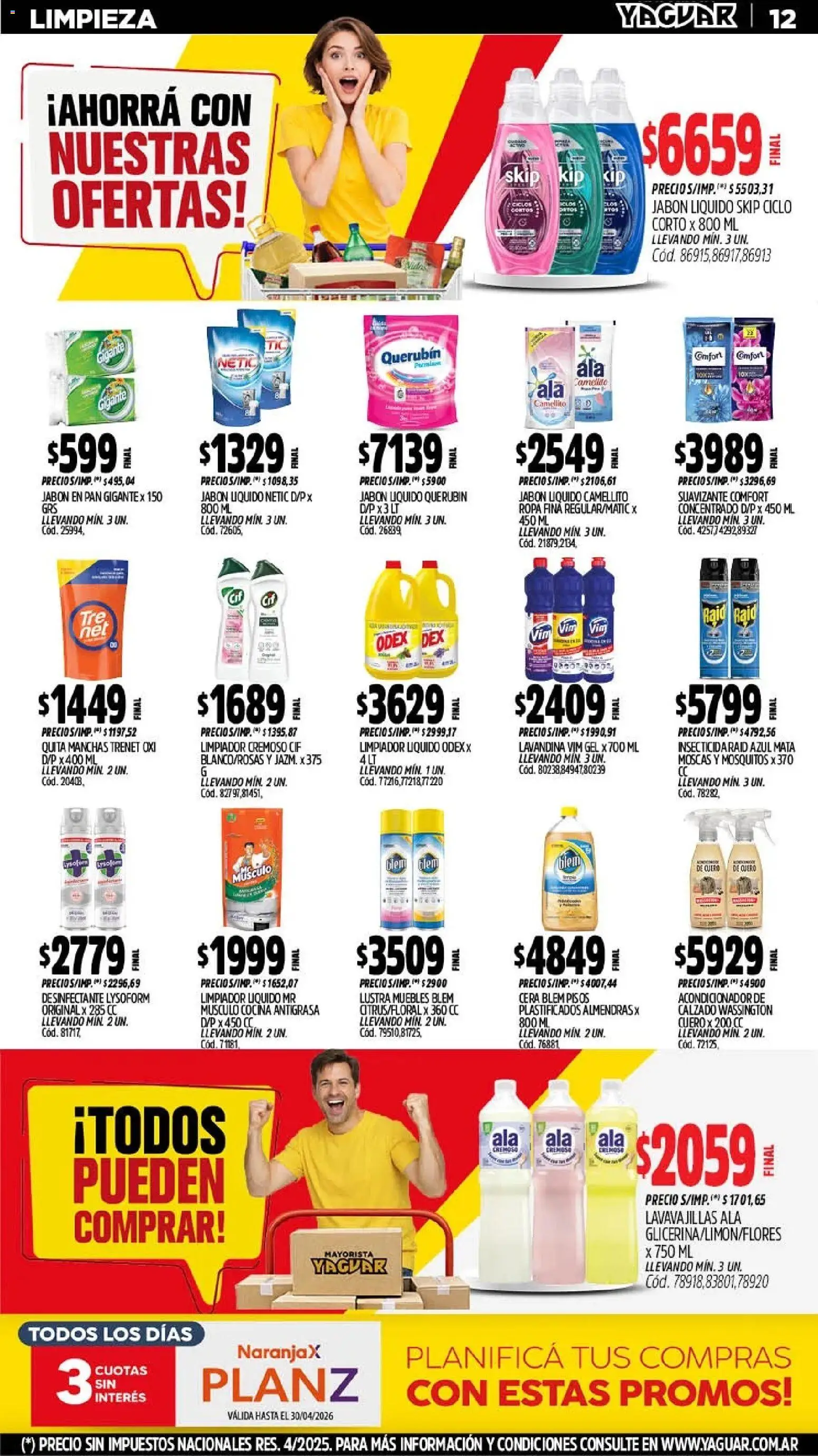 Yaguar - Oferta Semanal Córdoba │ válido desde el 11.05.2026 | Página: 12 | Productos: Lavavajillas, Acondicionador, Ropa, Limpiador