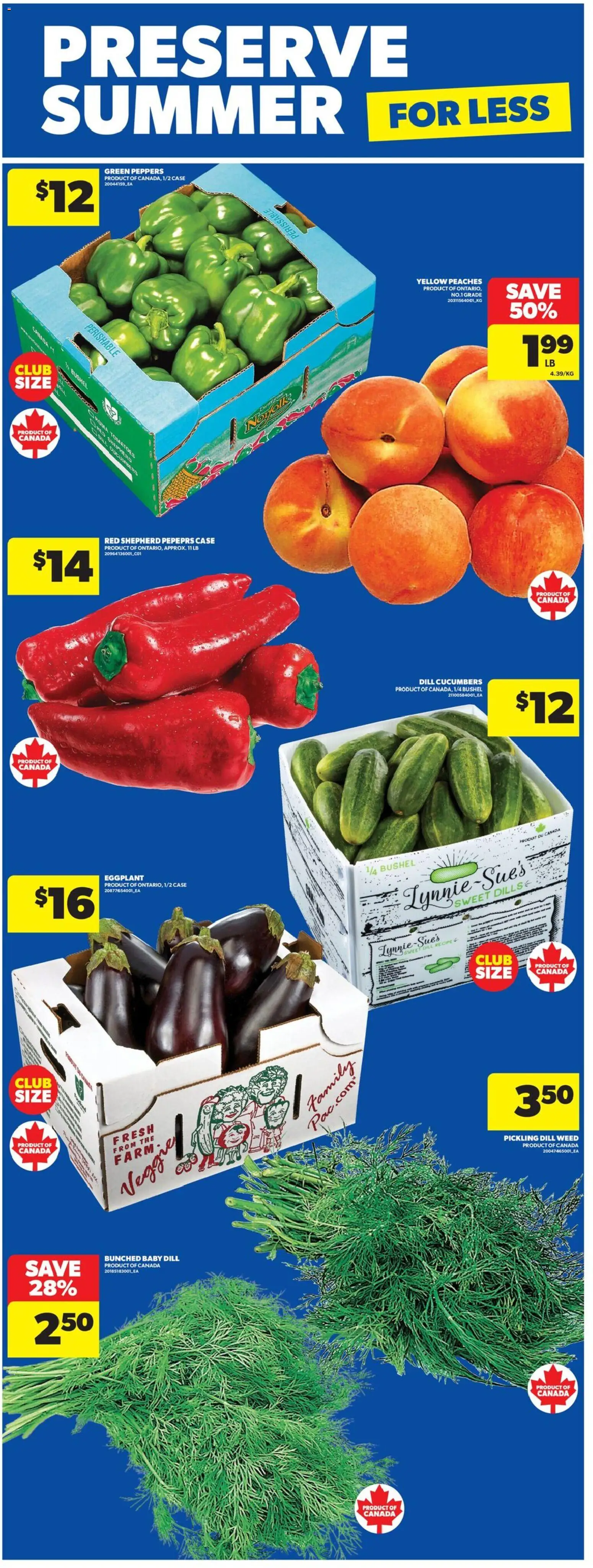 Real Canadian Superstore flyer valid from Aug 27, 2026 | Page: 17 | Products: Eggplant, Cucumbers, Case, Peaches
