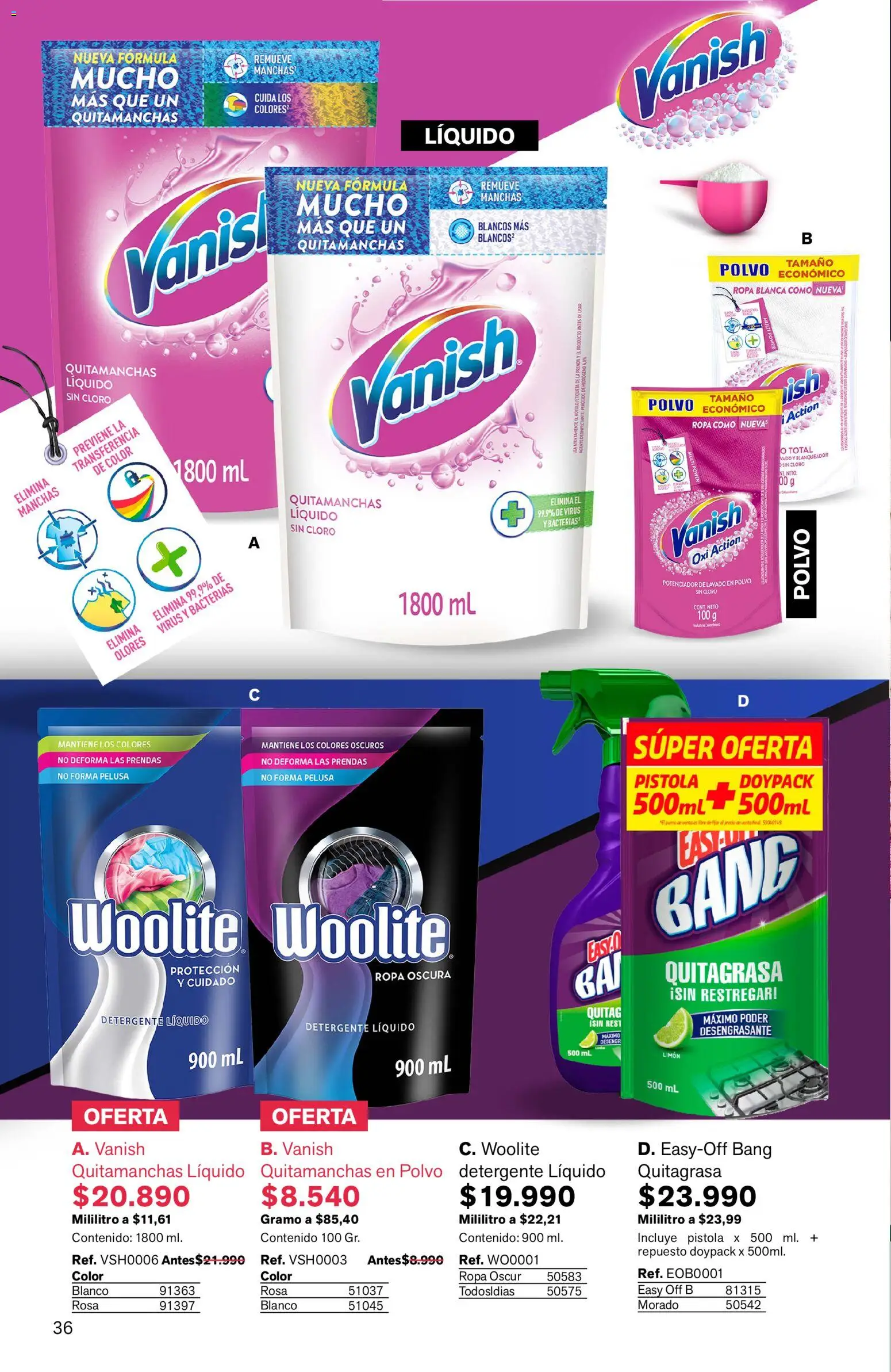 Leonisa revista - valida desde el 15.05.2026 | Página: 36 | Productos: Blanqueador, Limón, Detergente, Desinfectante