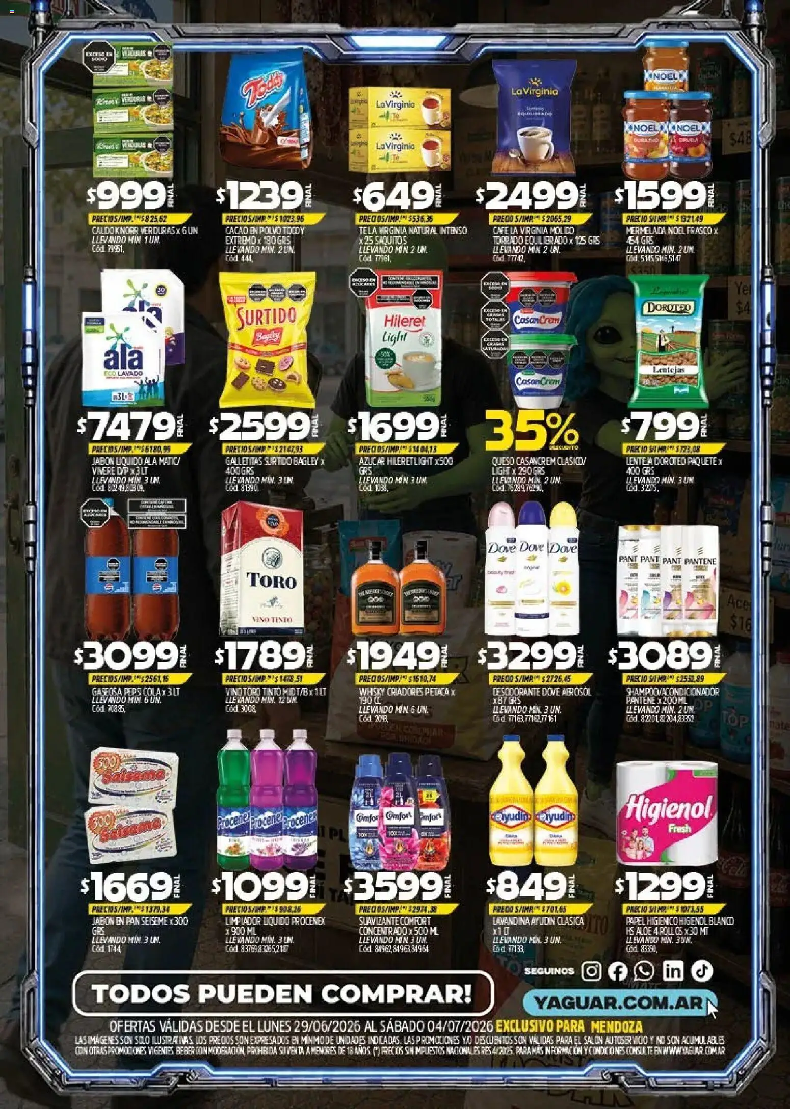 Yaguar - Oferta Semanal Mendoza │ válido desde el 29/06/2026 | Página: 2 | Productos: Lentejas, Frasco, Queso, Suavizante