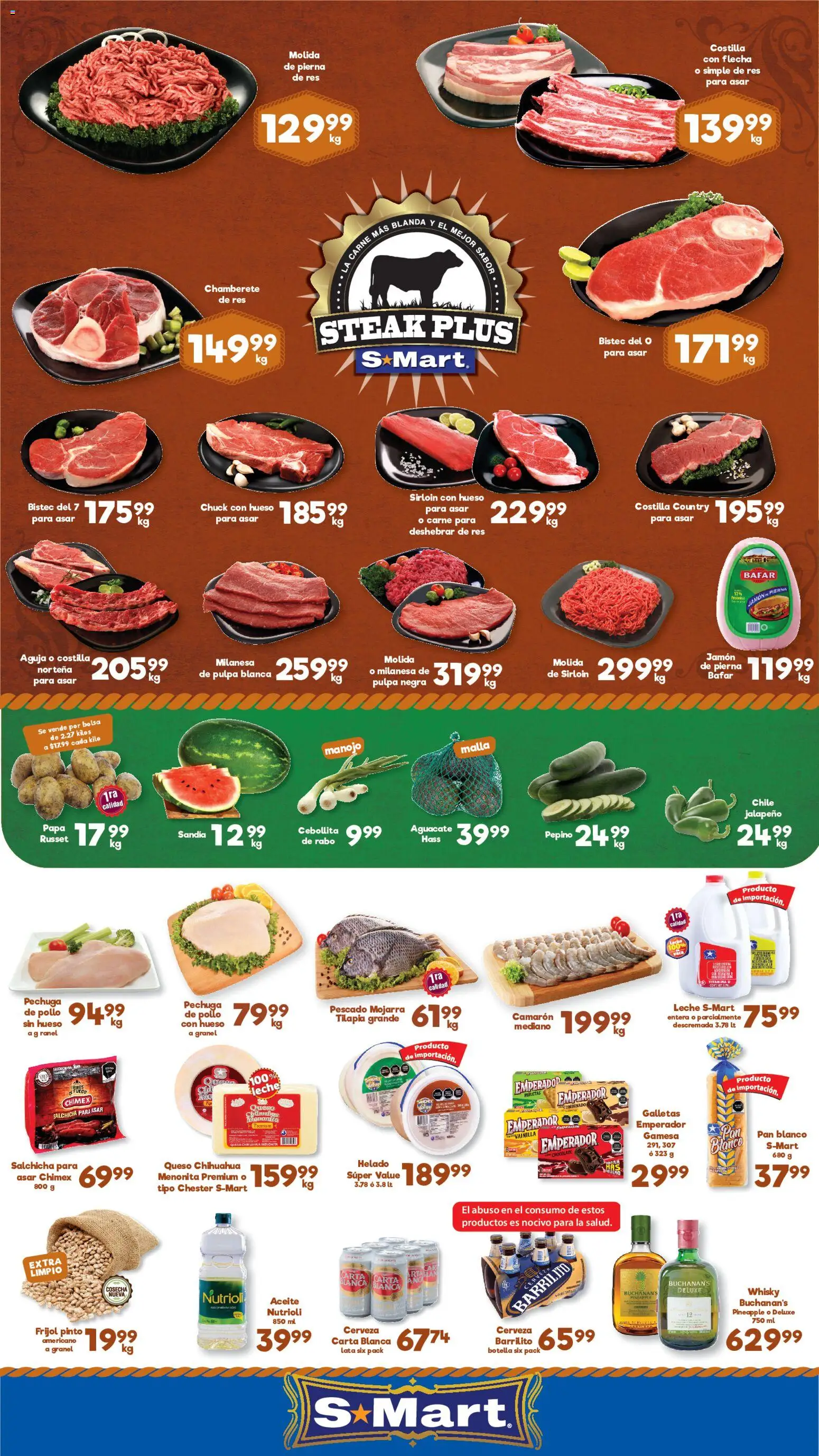 Nuevas ofertas de S-Mart válidas en toda la República Mexicana desde el 31/07/2026. ¡Encuentra las mejores ofertas en S-Mart folleto Monterrey! | Página: 1 | Productos: Milanesa, Salchicha, Jamón, Malla