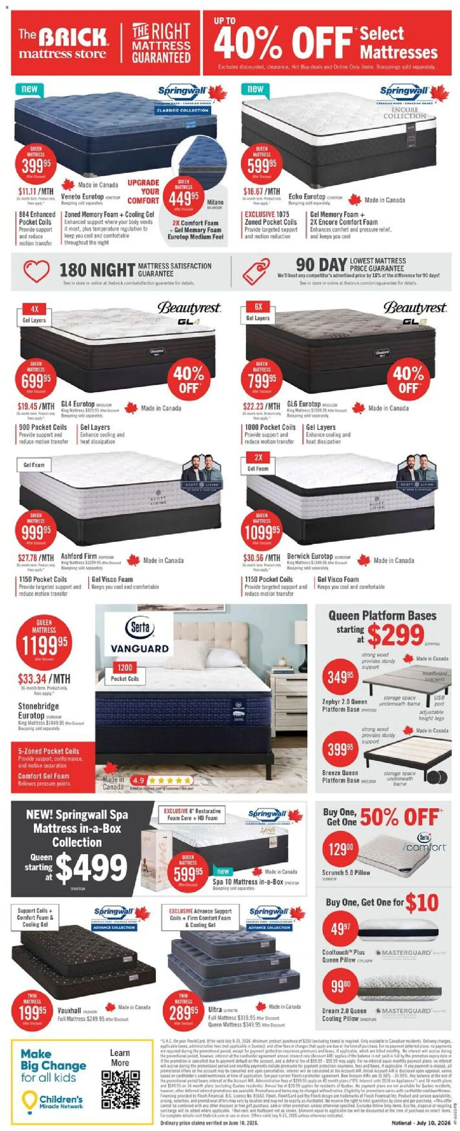 The Brick flyer valid from Jul 9, 2026 | Page: 15 | Products: Bed, Mattress, Pillow, Apples