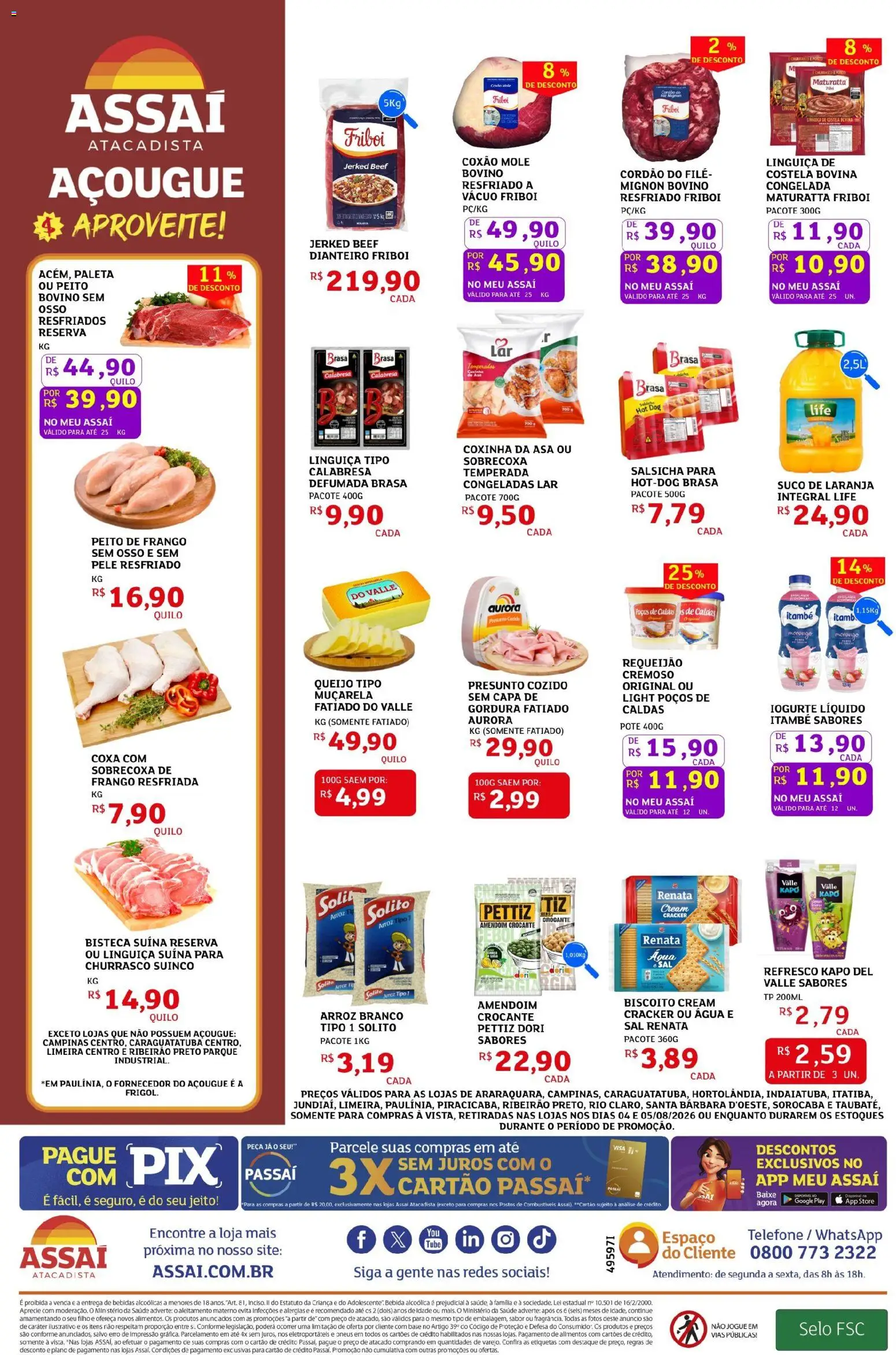 Assaí Atacadista Folheto - válido de 04/08/2026 | Página: 2 | Produtos: Amendoim, Queijo, Bebida, Sal