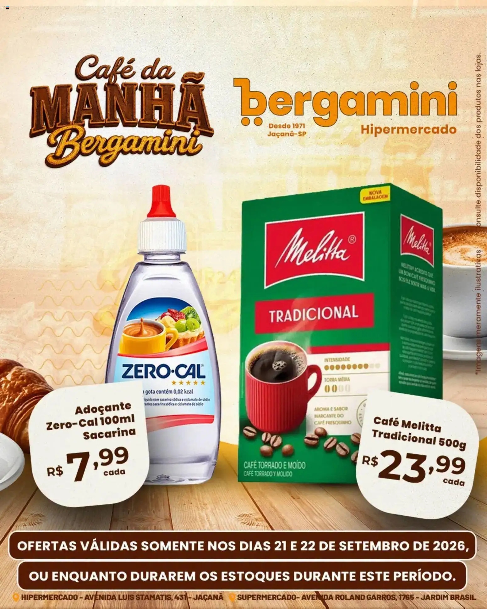 Supermercado Bergamini Folheto - válido de 21/09/2026 | Página: 1 | Produtos: Adoçante, Café