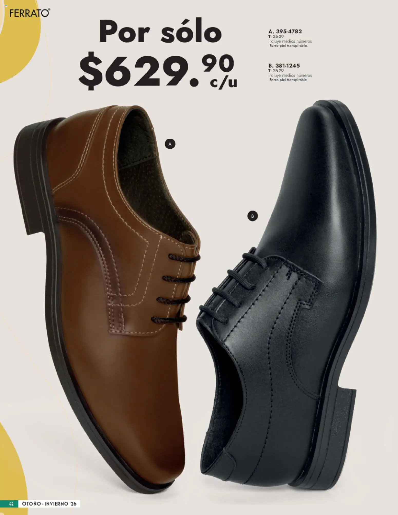 Nuevas ofertas de Andrea válidas en toda la República Mexicana desde el 23/08/2026. ¡Encuentra las mejores ofertas en Andrea catálogo Calzado Caballero! | Página: 42