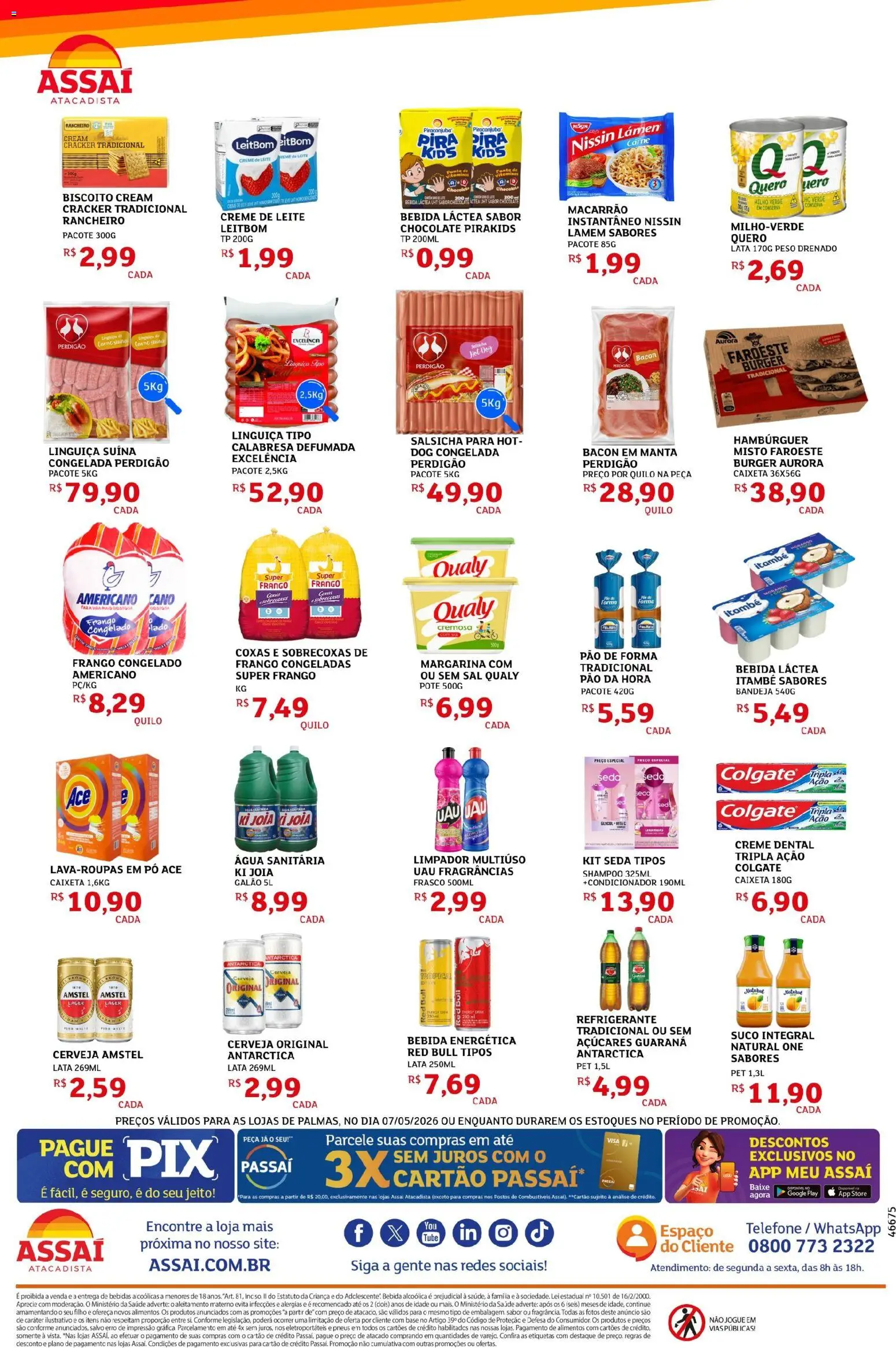 Assaí Atacadista Folheto - válido de 07.05.2026 | Página: 2 | Produtos: Leite, Macarrão, Creme, Frango