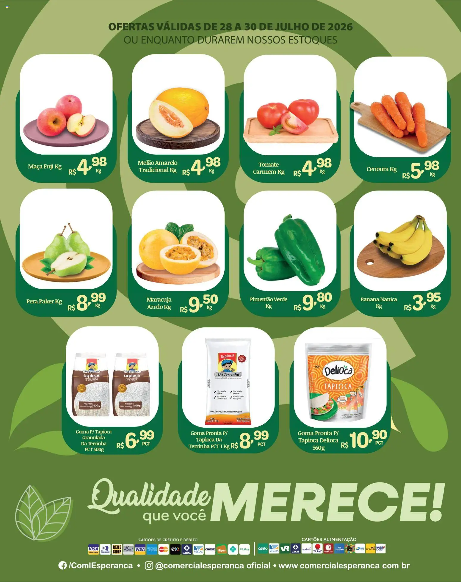 Comercial Esperança Folheto - válido de 28/07/2026 | Página: 2 | Produtos: Maracujá, Melão, Pera, Pimentão