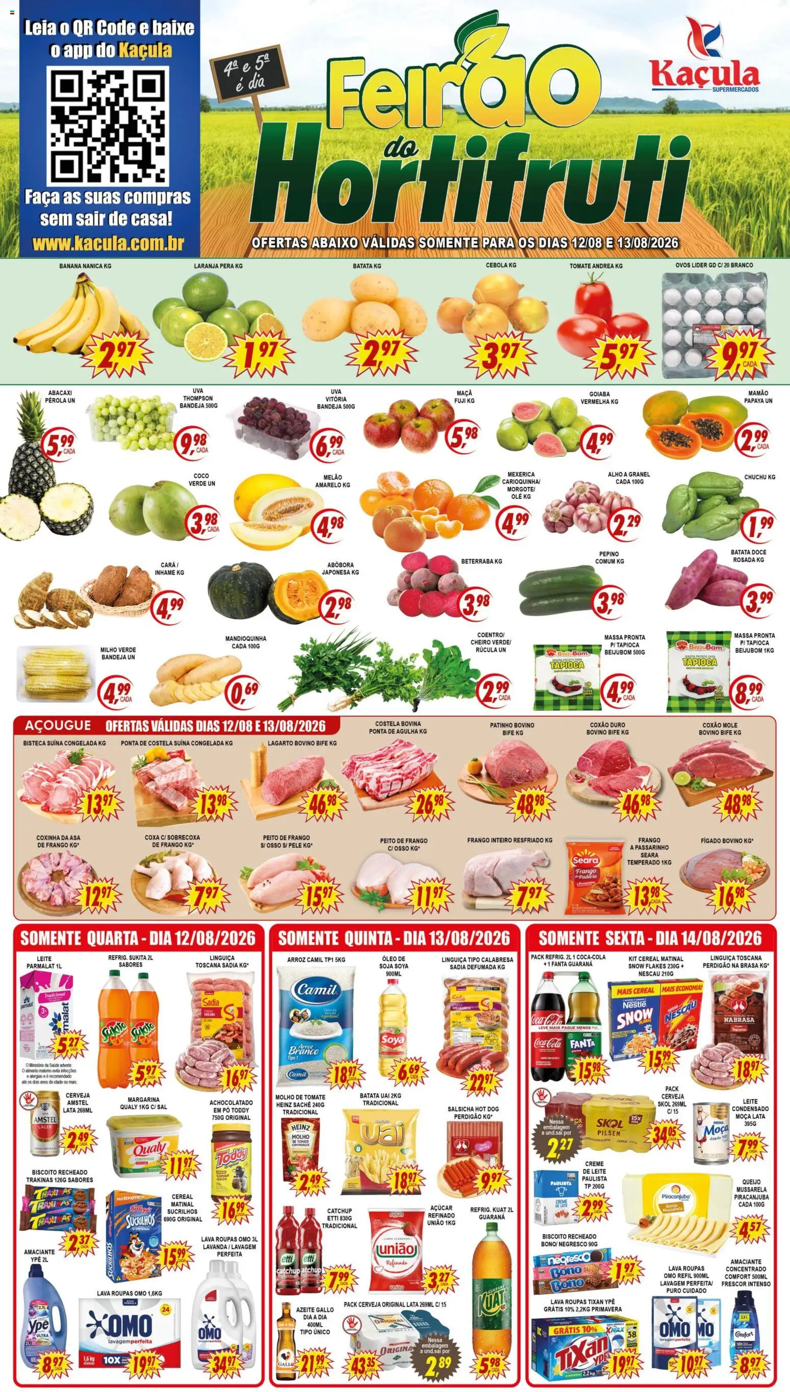 Kaçula Folheto - válido de 12/08/2026 | Página: 1 | Produtos: Mexerica, Faca, Arroz, Batata
